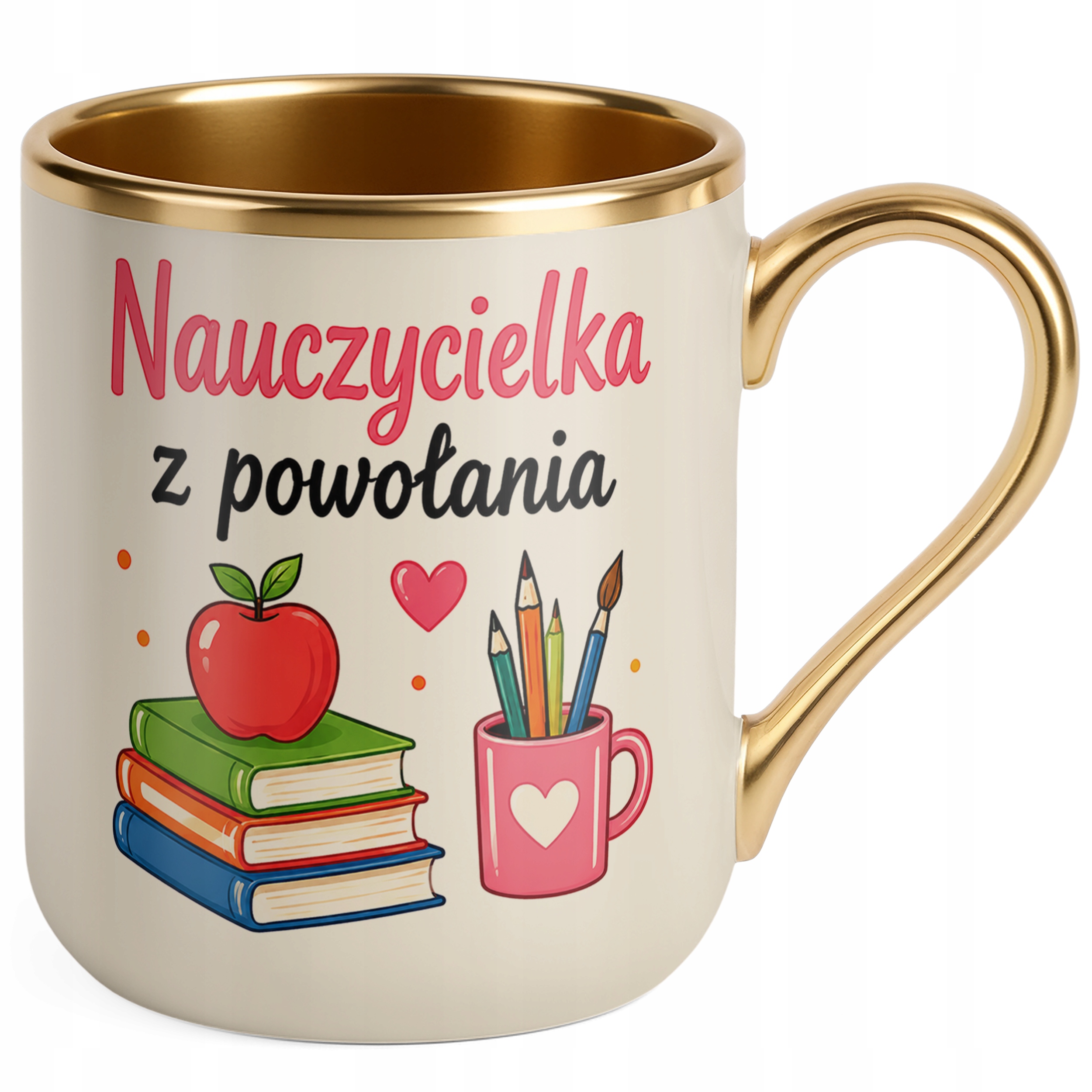 Kubek Premium Złoty Ecru Dzień Nauczyciela Dla Nauczycielki Prezent