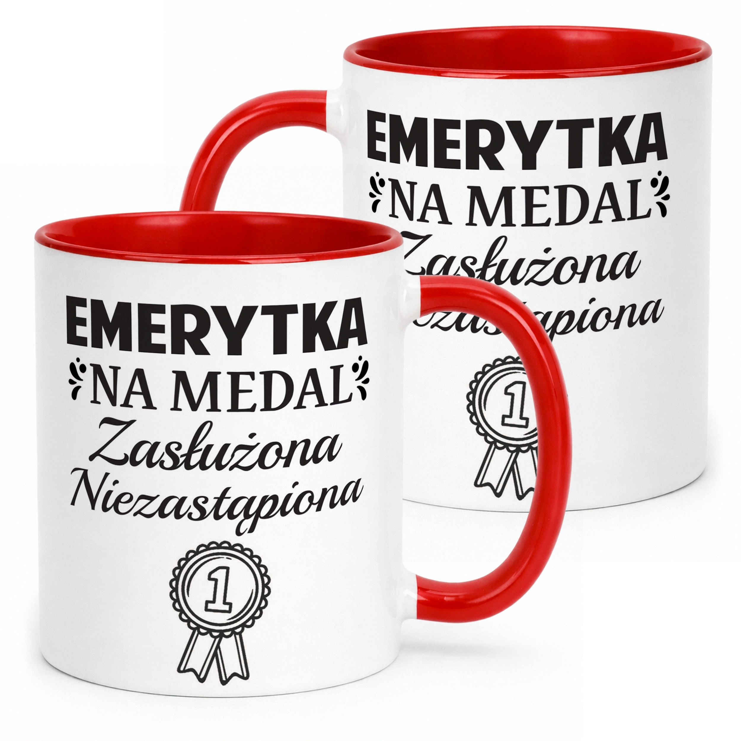 Kubek Czerwony z okazji Emerytury Dla Emerytki Prezent Upominek