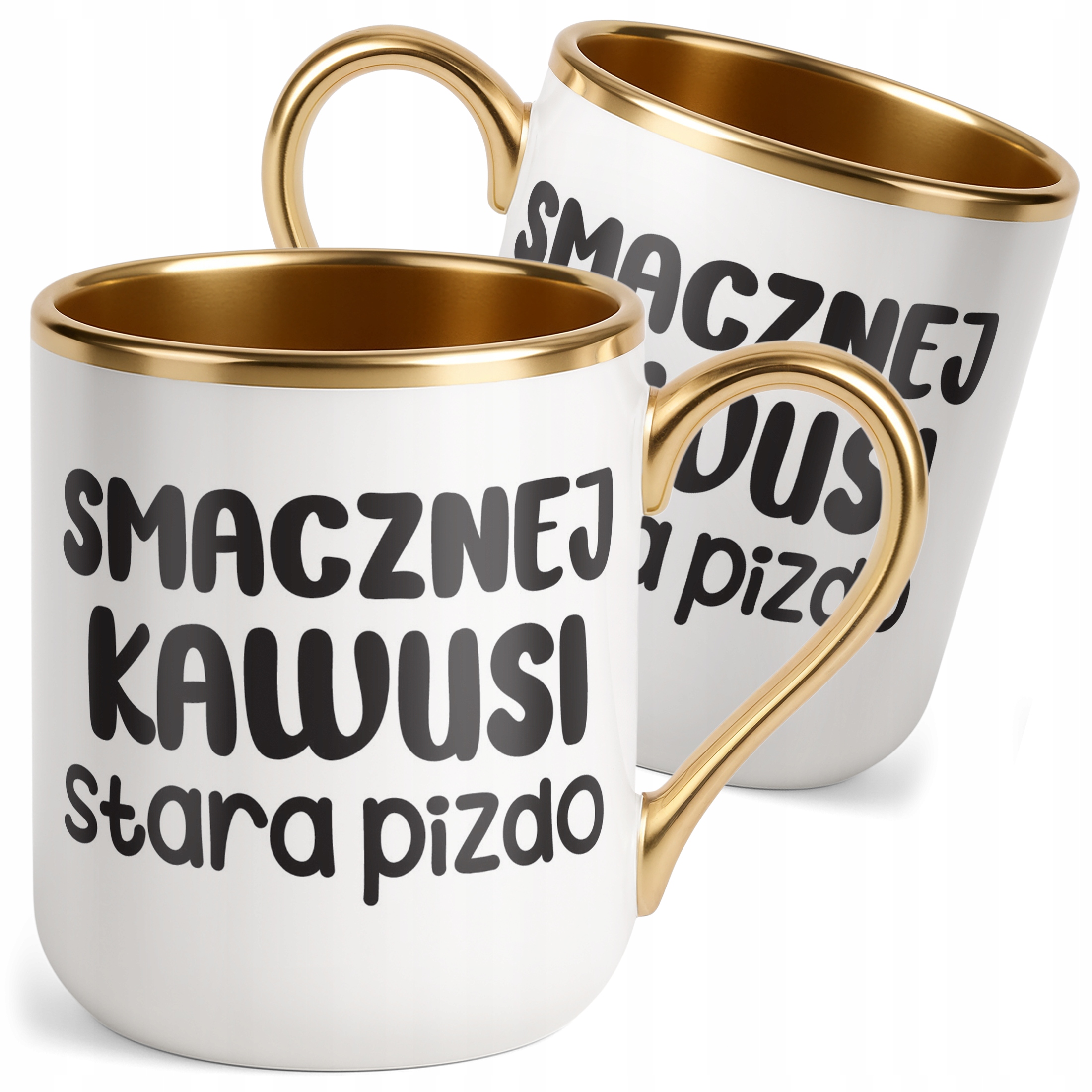 Kubek Premium Złoty Smacznej Kawusi Stara Piz*o Śmieszny Zabawny Prezent