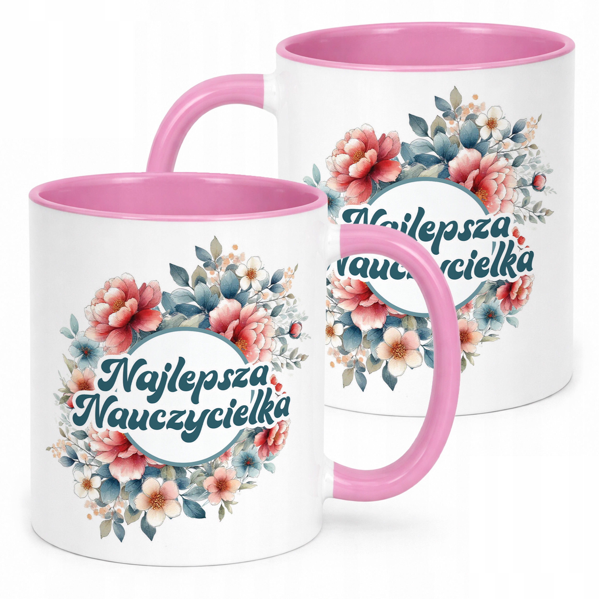 Kubek Różowy Najlepsza Nauczycielka Dzień Nauczyciela Prezent