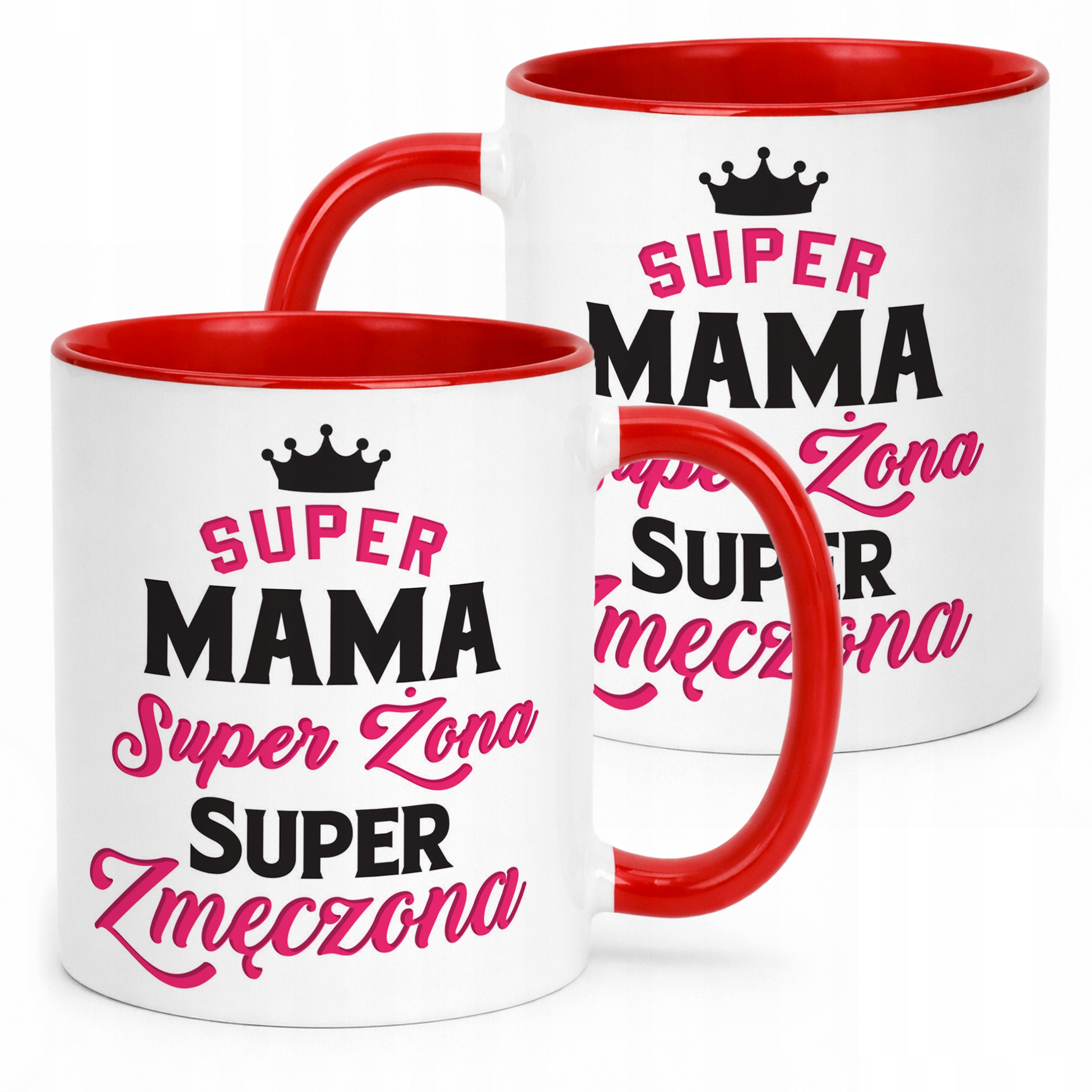 Kubek Czerwony Dzień Matki Dla Mamy Prezent Super Mama Żona