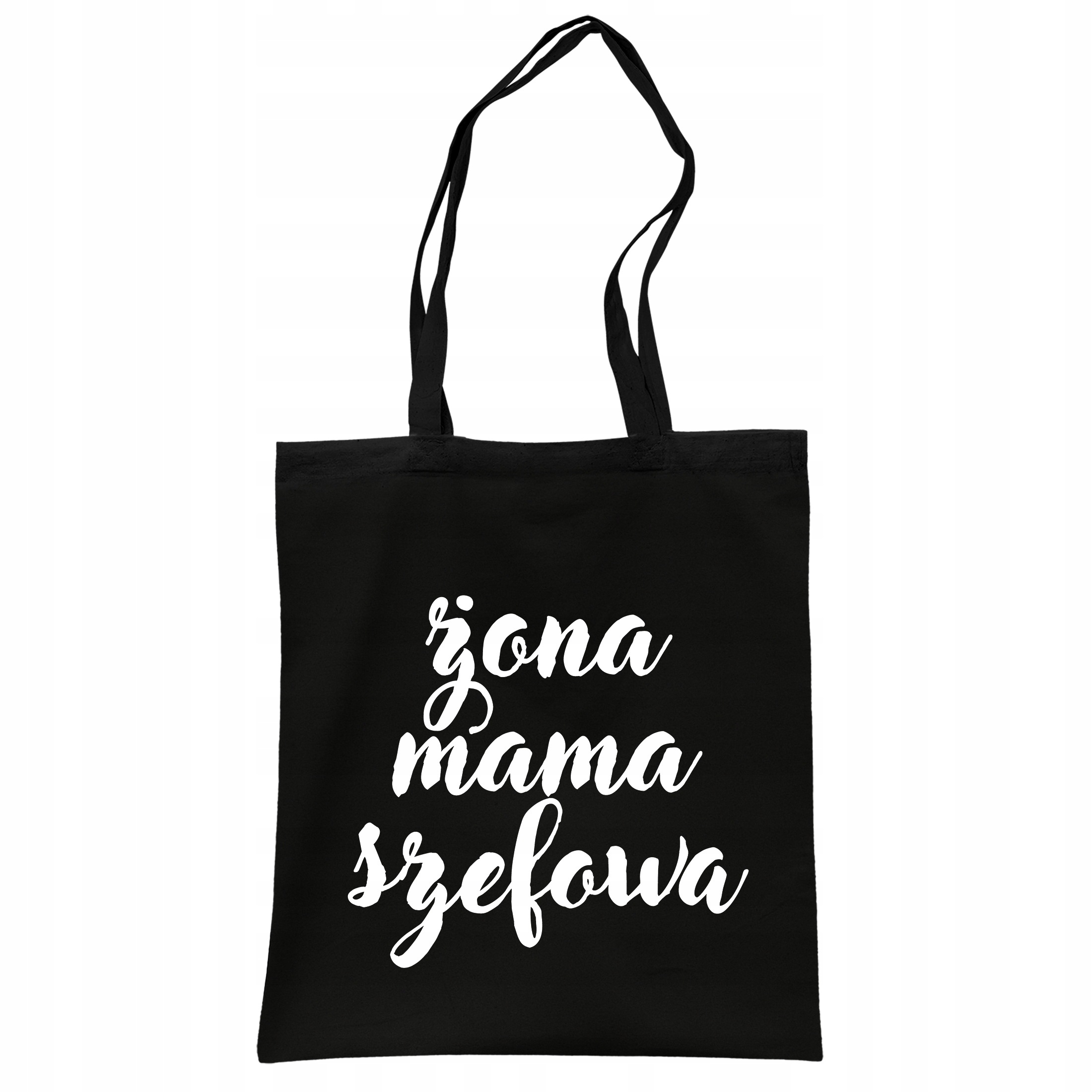 Torba bawełniana czarna na zakupy Żona Mama Szefowa Dzień Mamy Kobiet