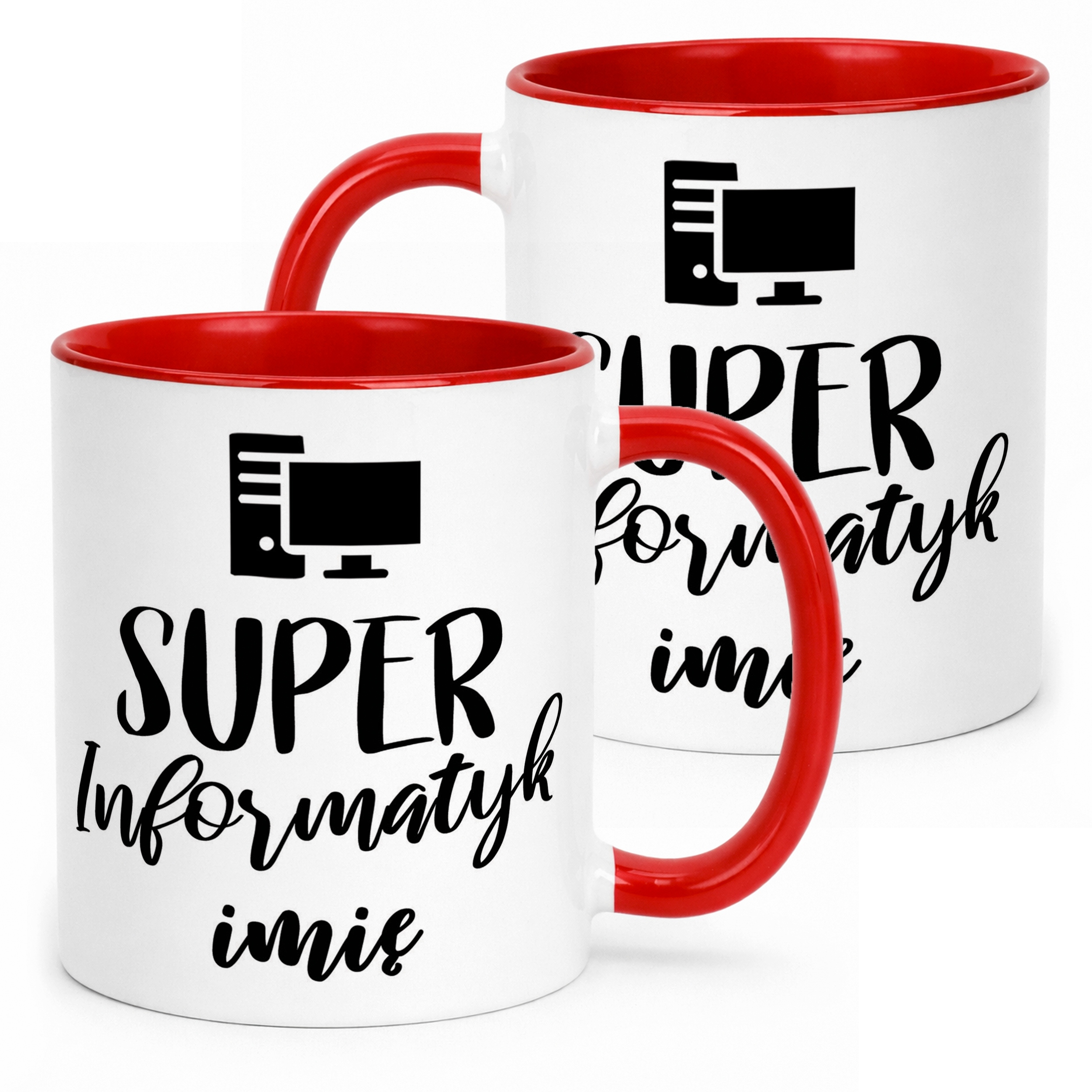 Kubek Czerwony Personalizowany Super Informatyk Prezent Upominek