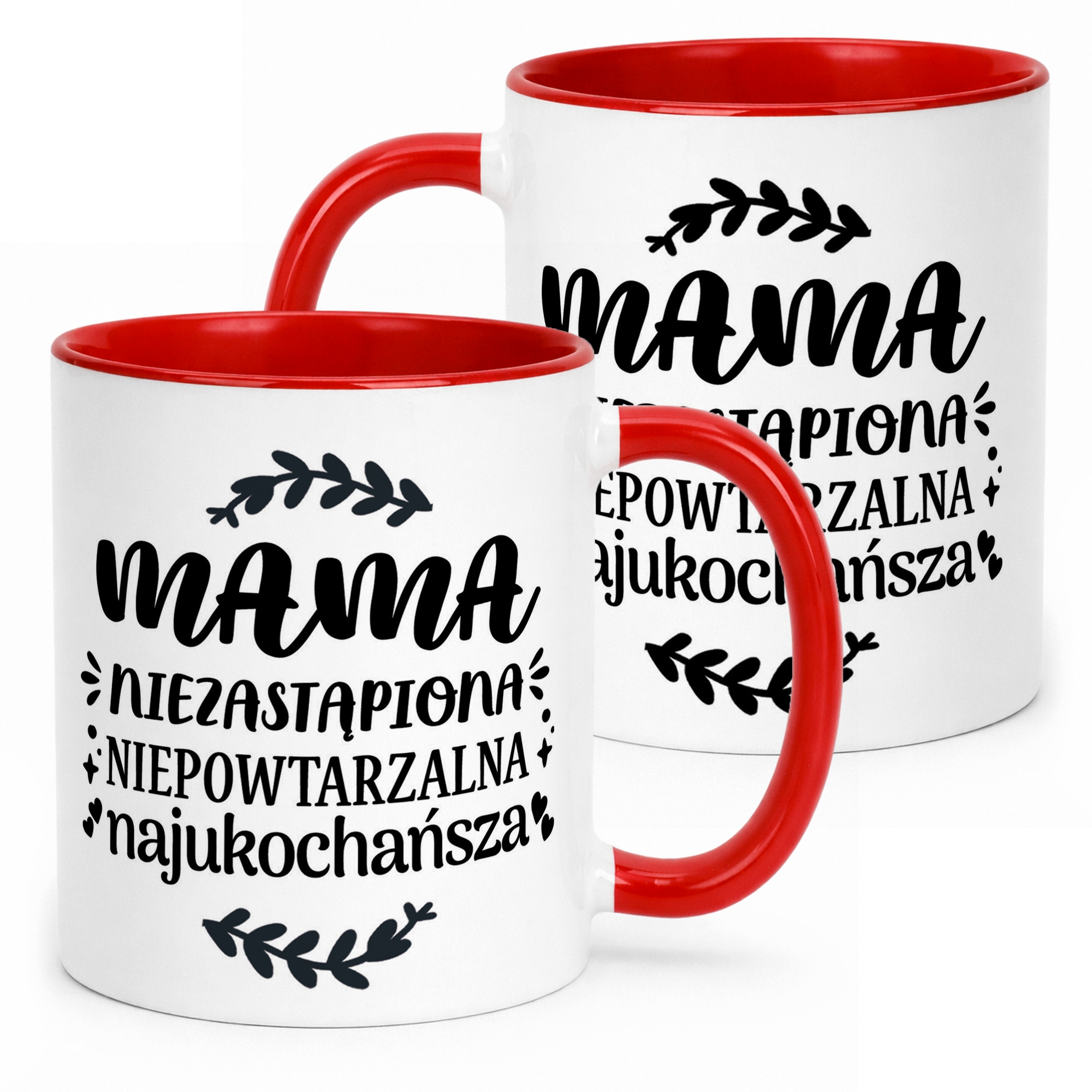 Kubek Czerwony Dzień Matki Dla Mamy Prezent Niezastąpiona Niepowtarzalna