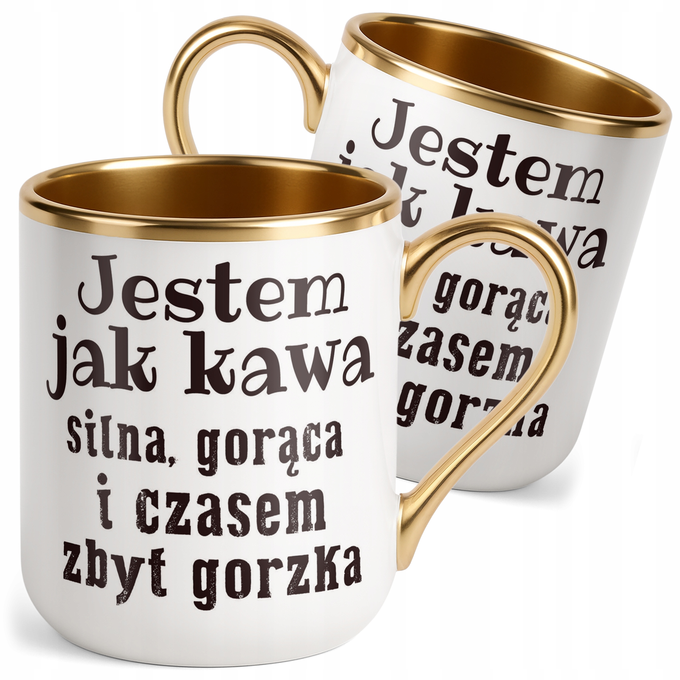Kubek Premium Złoty Jestem Jak Kawa Śmieszny Zabawny Prezent