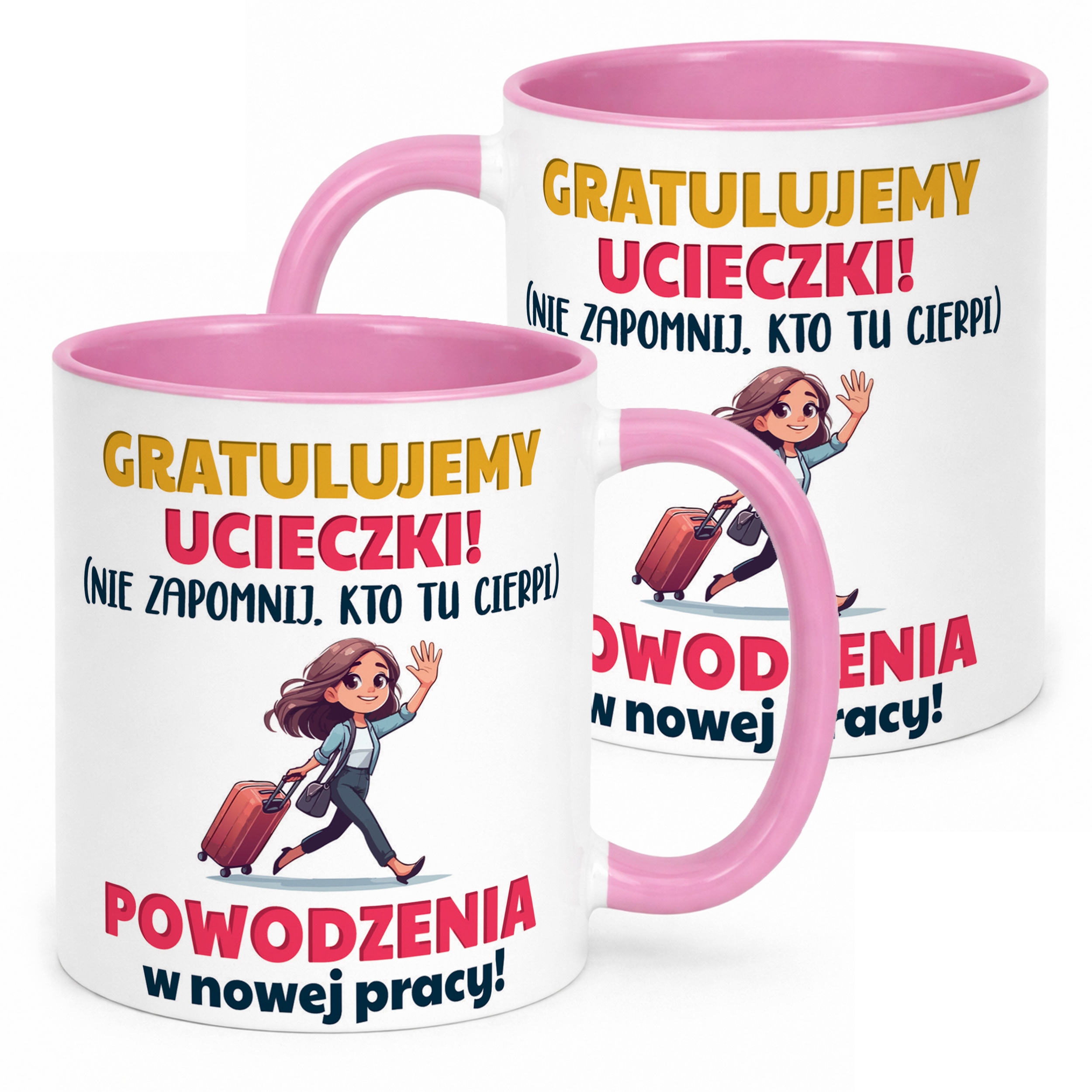 Kubek Różowy Pożeganie Odejście z Pracy Dla Koleżanki Prezent
