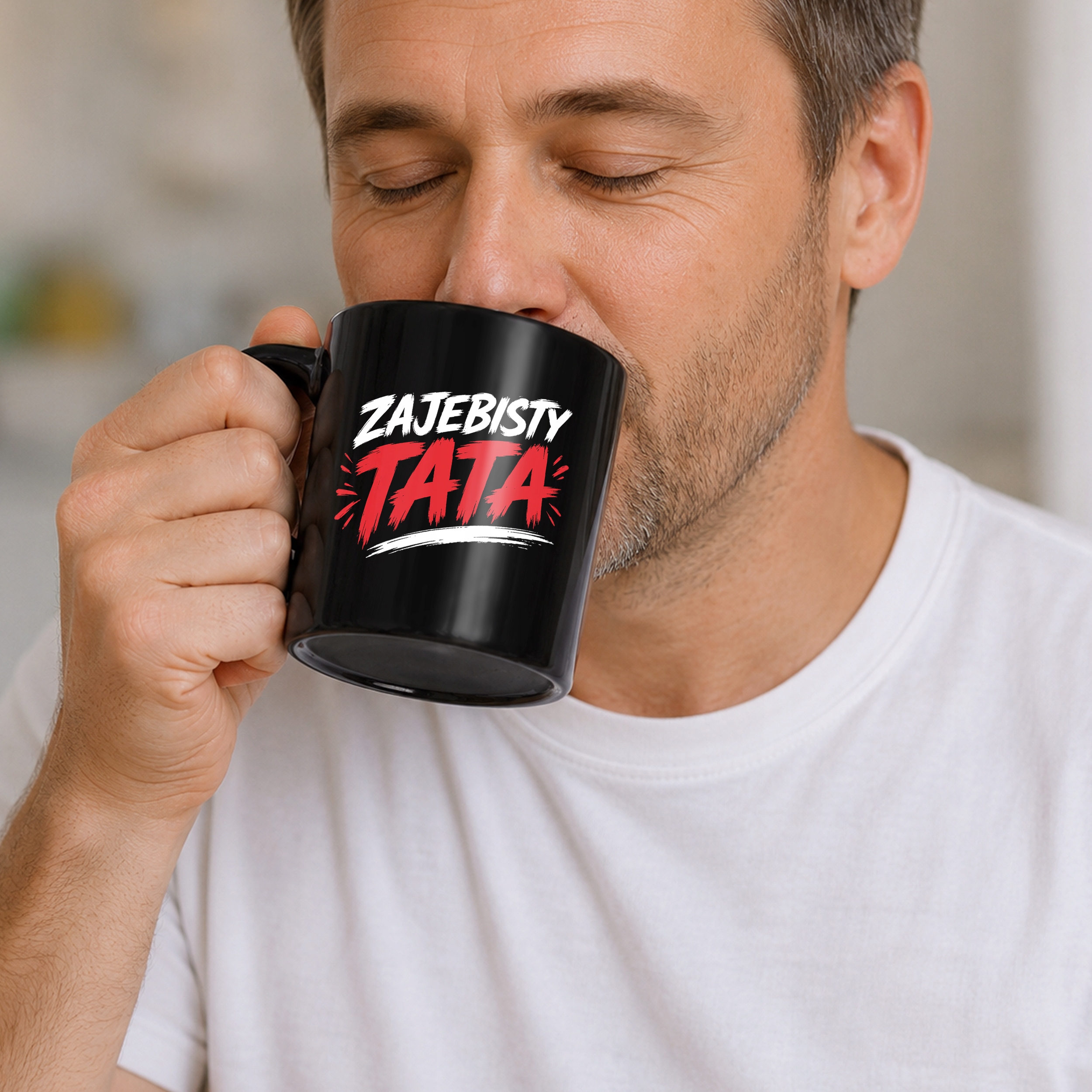 Kubek czarny dla taty prezent na Dzień Ojca praktyczny upominek dla tatusia