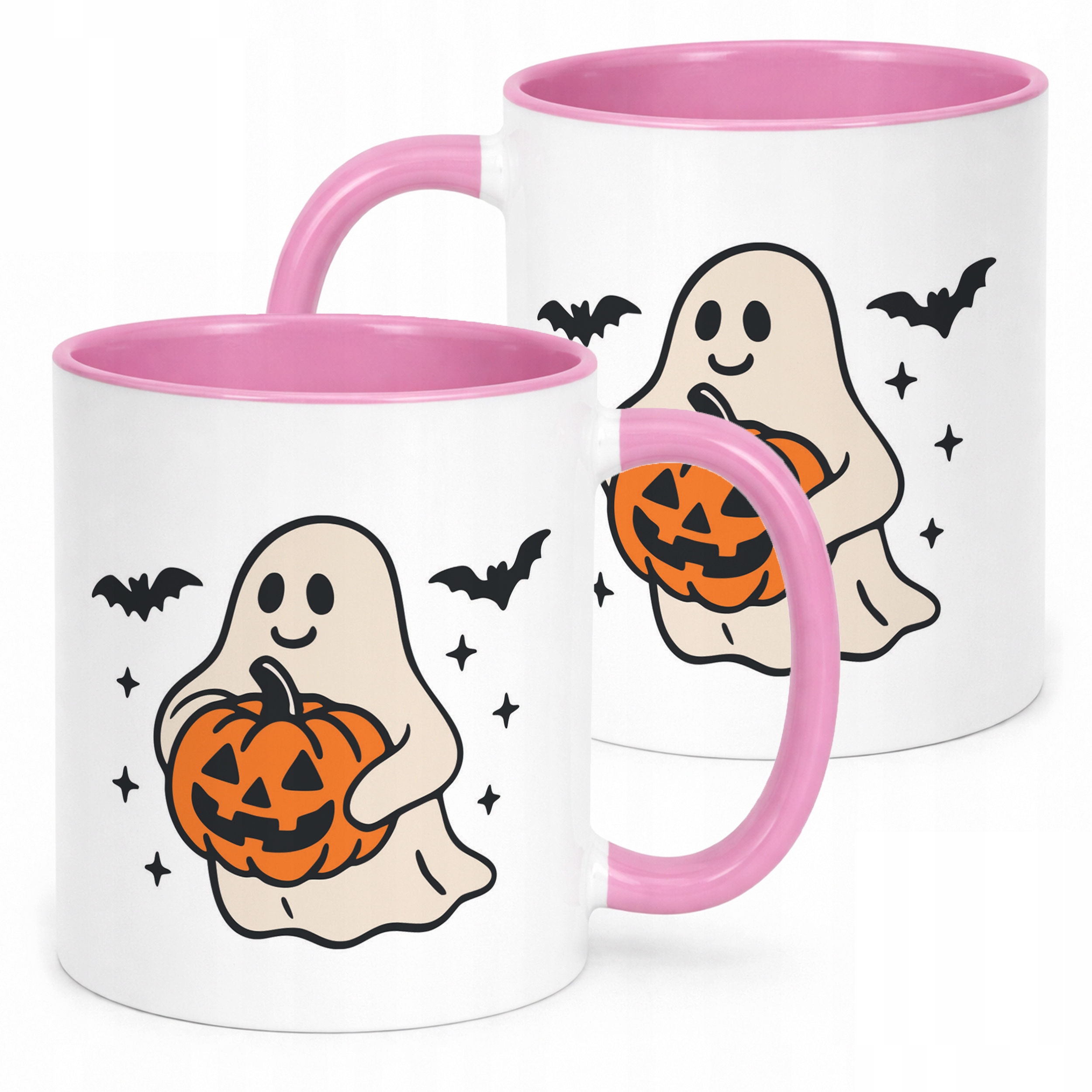 Kubek Różowy Halloween Jesień Dynia Duch Prezent Upominek