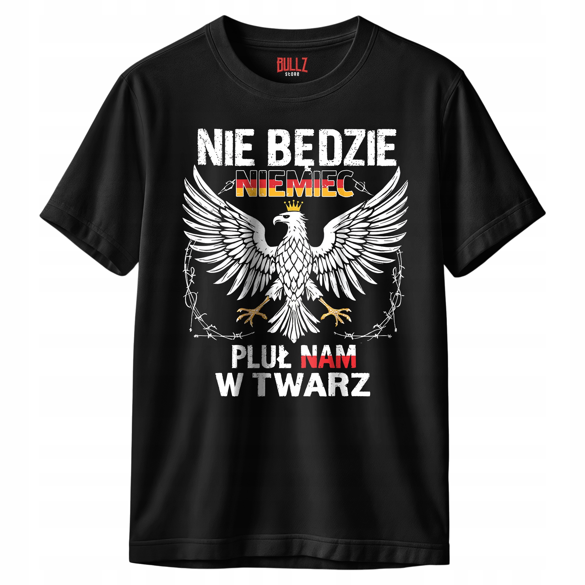 Koszulka czarna męska Nie Będzie Niemiec Pluł Nam W Twarz r. 3XL