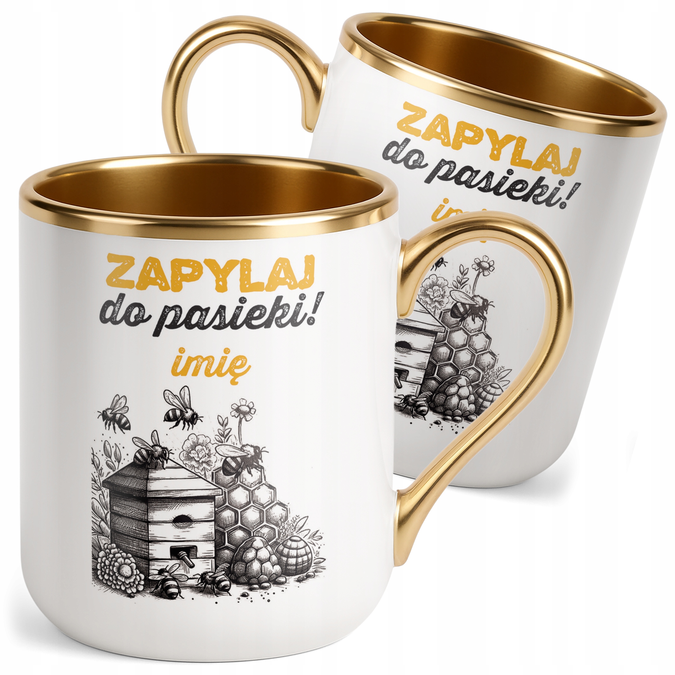 Kubek Premium Złoty Personalizowany Dla Pszczelarza Prezent Upominek