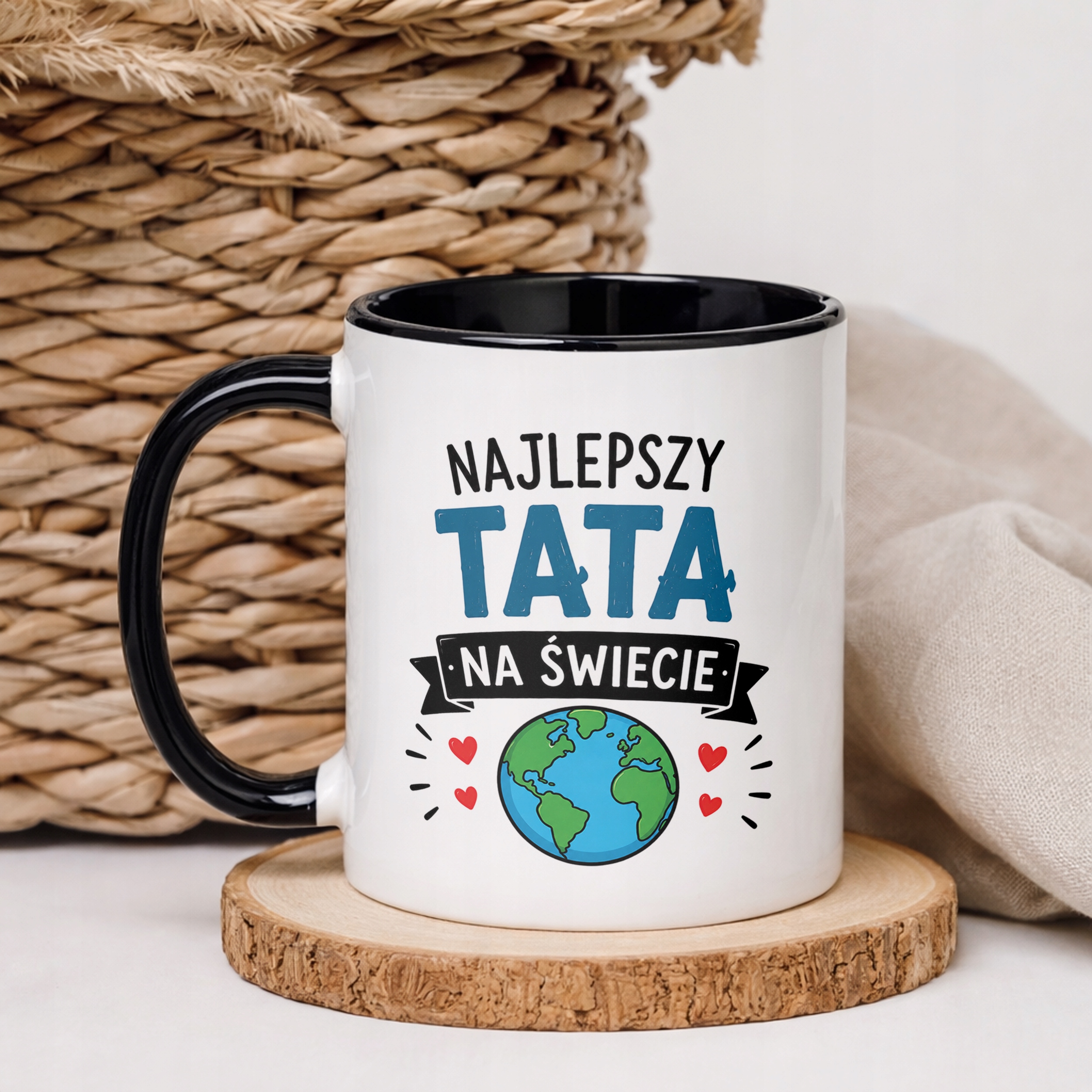 Kubek Czarny prezent dla taty Dzień Ojca miły upominek
