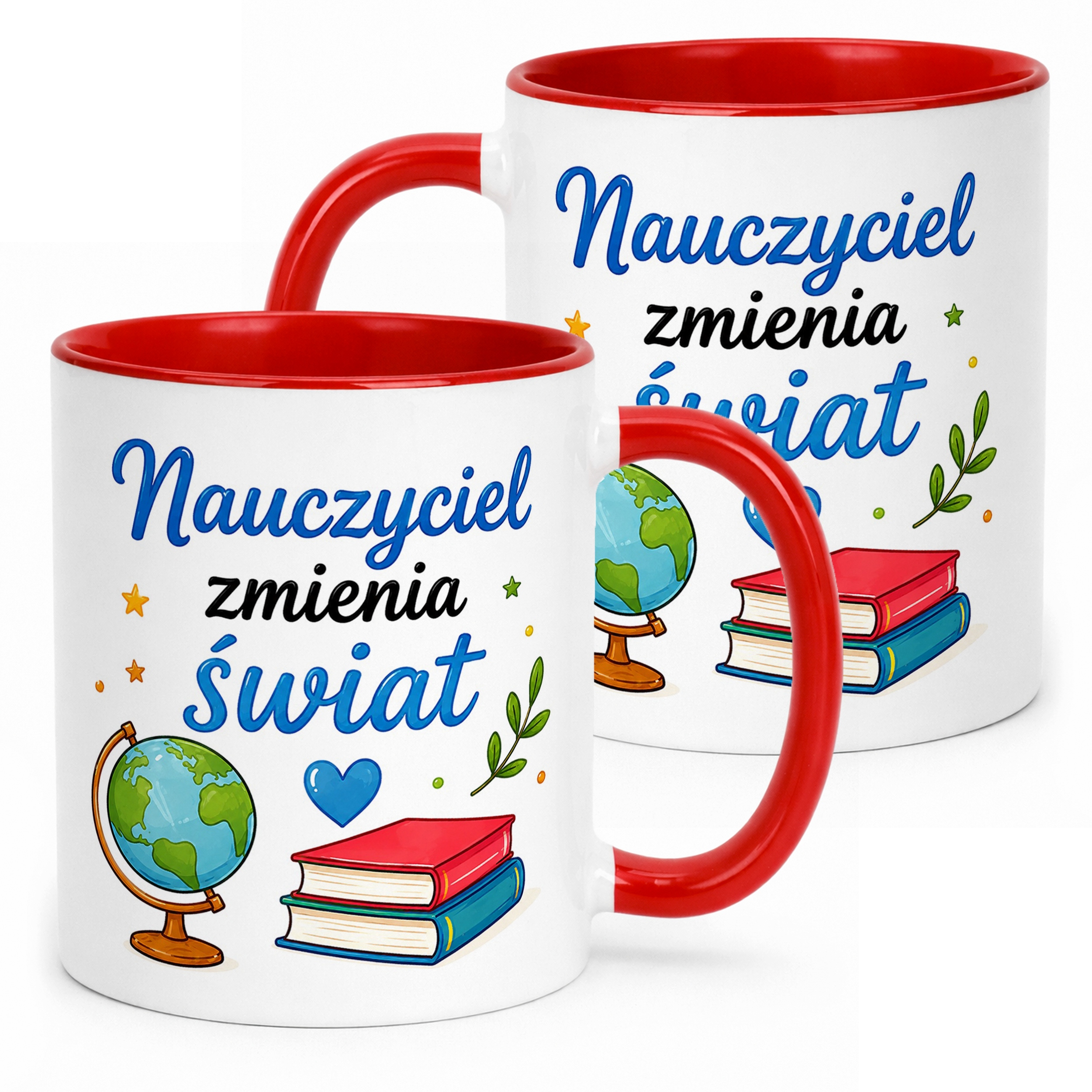 Kubek Czerwony Dzień Nauczyciela Dla Nauczyciela Prezent Upominek