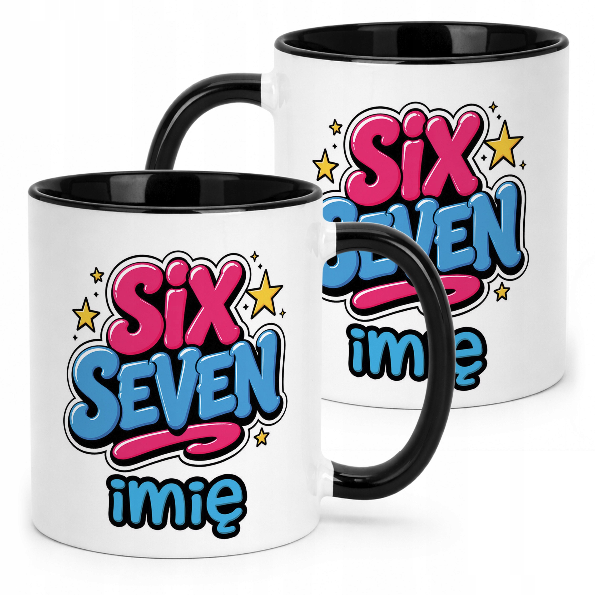 Kubek Czarny z nadrukiem personalizowany 67 SIX SEVEN Dla Dzieci Prezent