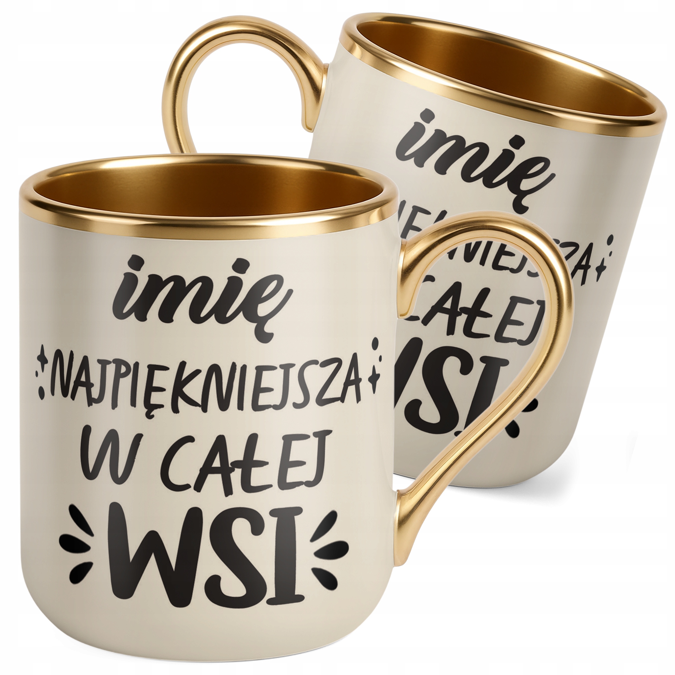 Kubek Premium Złoty Ecru Personalizowany Dzień Kobiet Zabawny