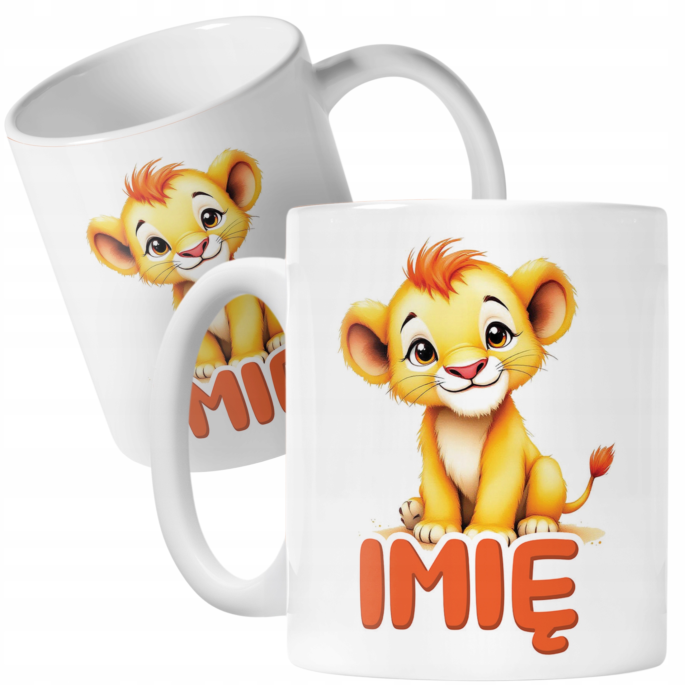 Kubek ceramiczny personalizowany Lew Zwierzak Słodki Dla Dzieci