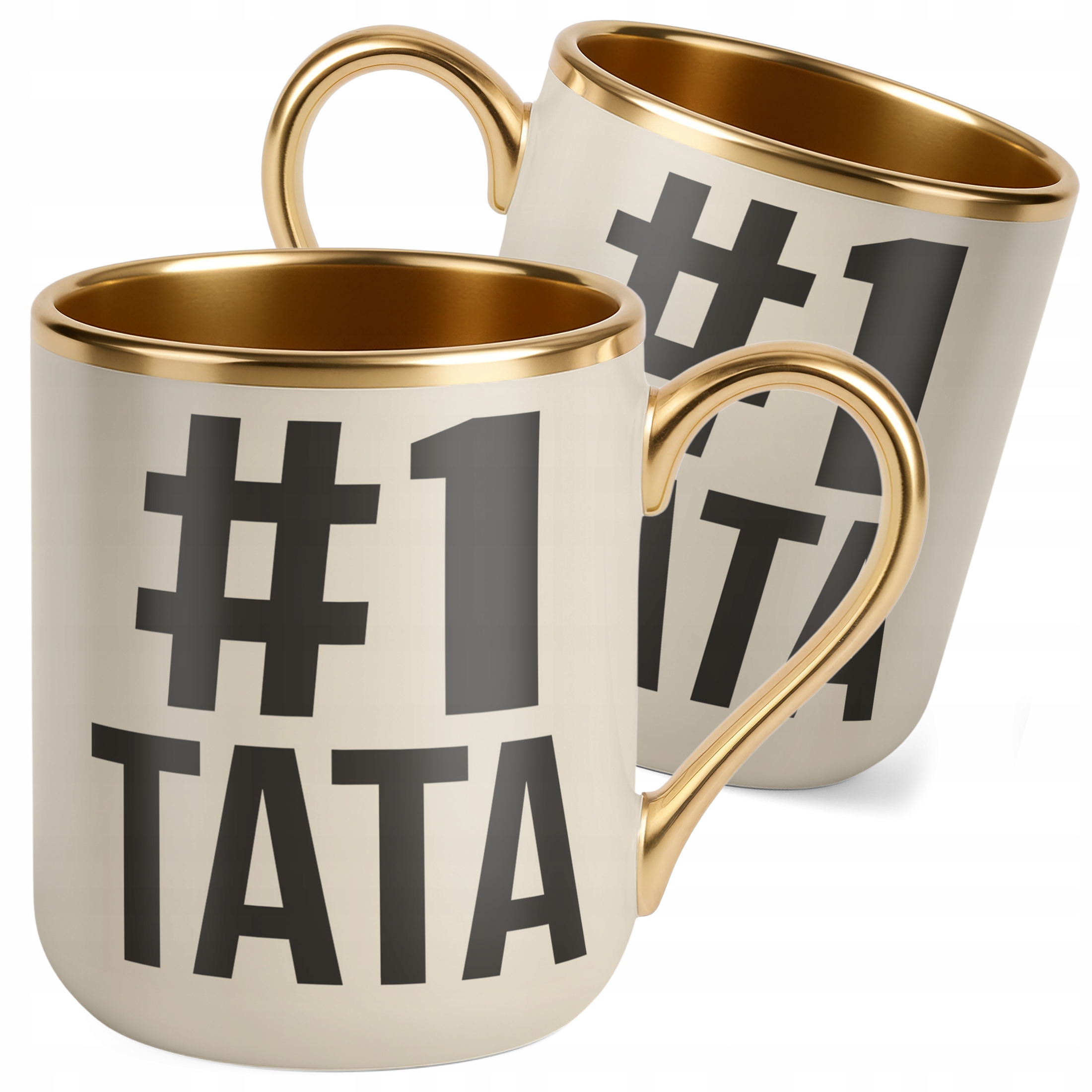 Kubek Premium Złoty Ecru Dzień Ojca 1# TATA Prezent Upominek Dla Taty