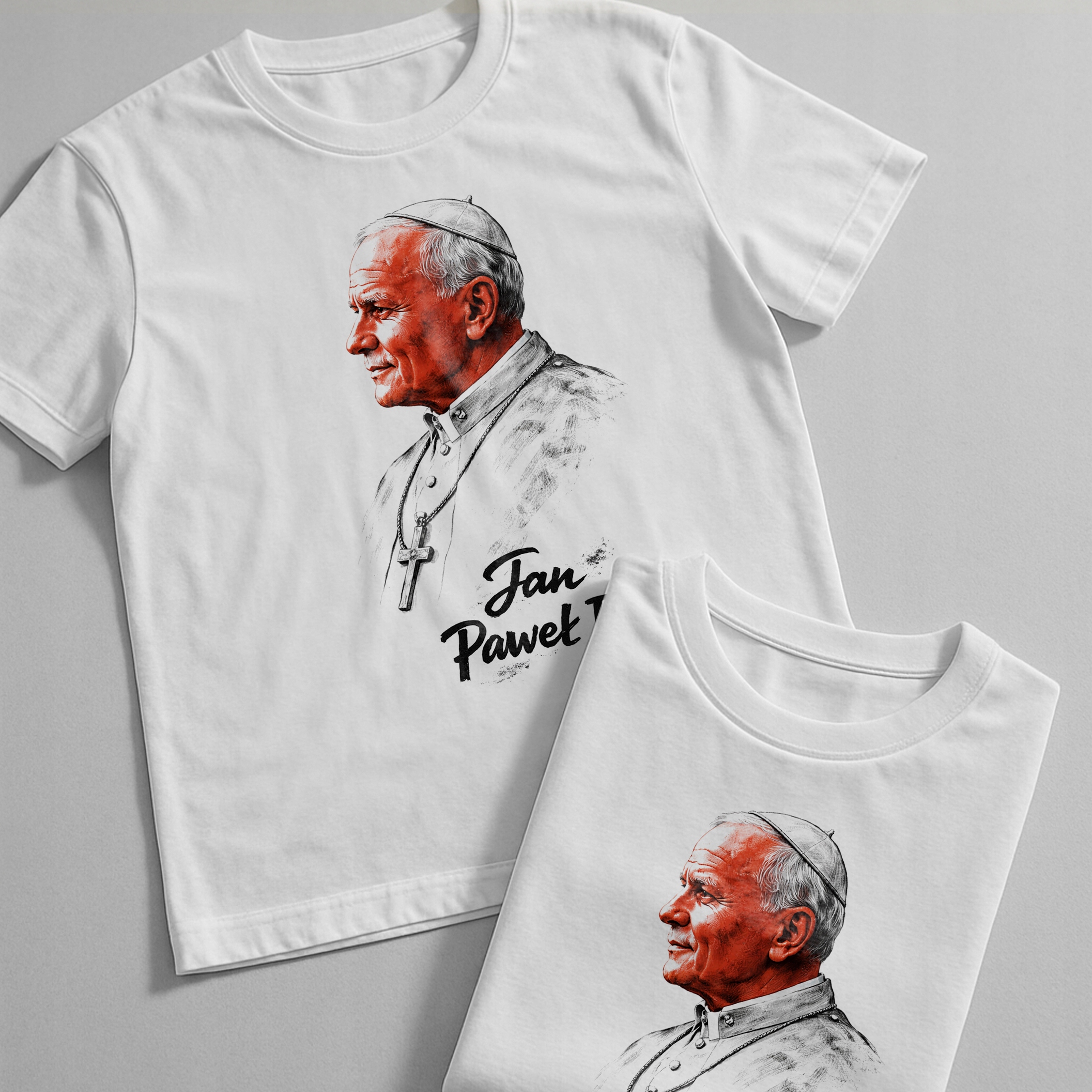 Koszulka biała męska Jan Paweł II Patriotyczna Papież Polak JP2 r. 3XL