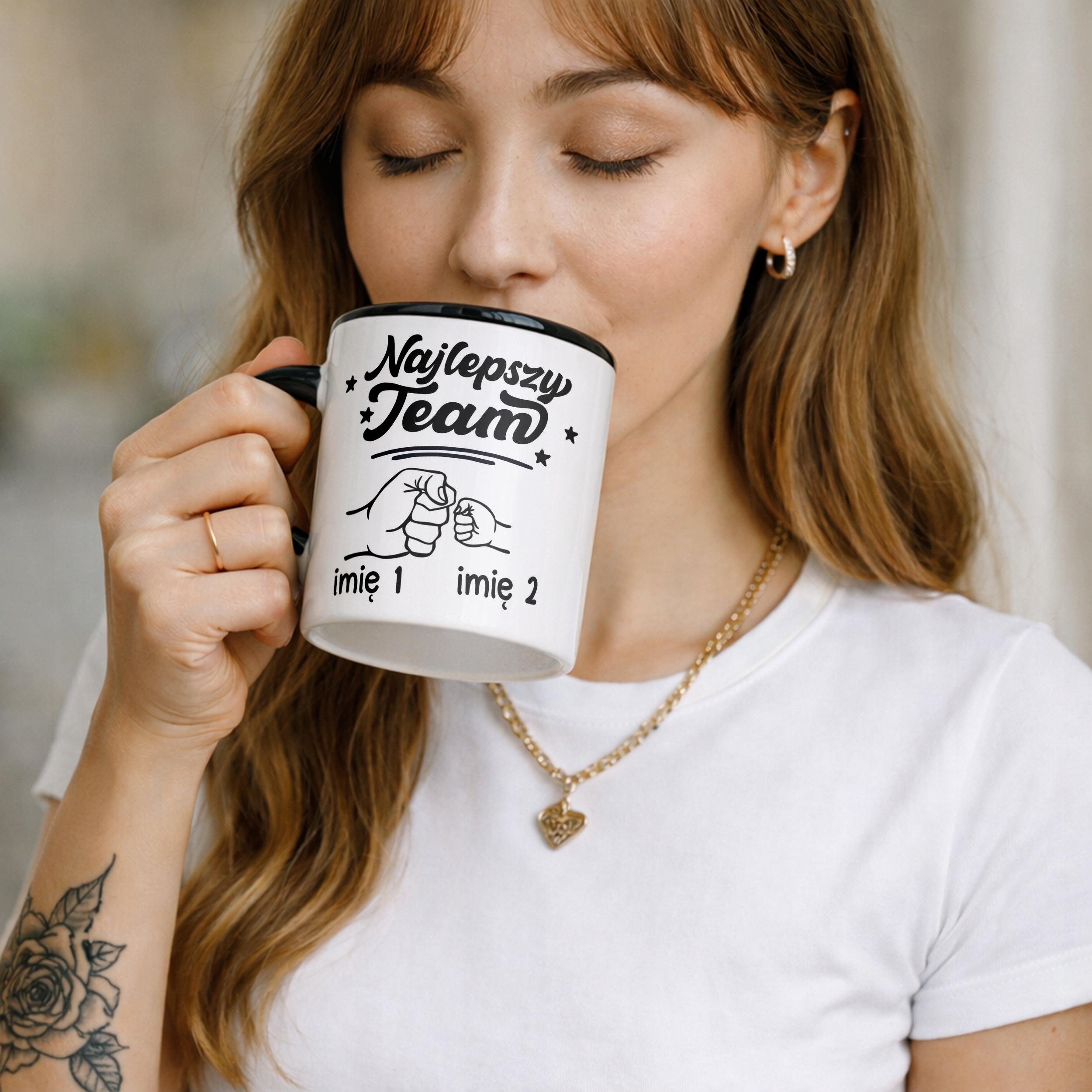 Kubek Czarny Personalizowany Dzień Ojca Najlepszy Team Prezent