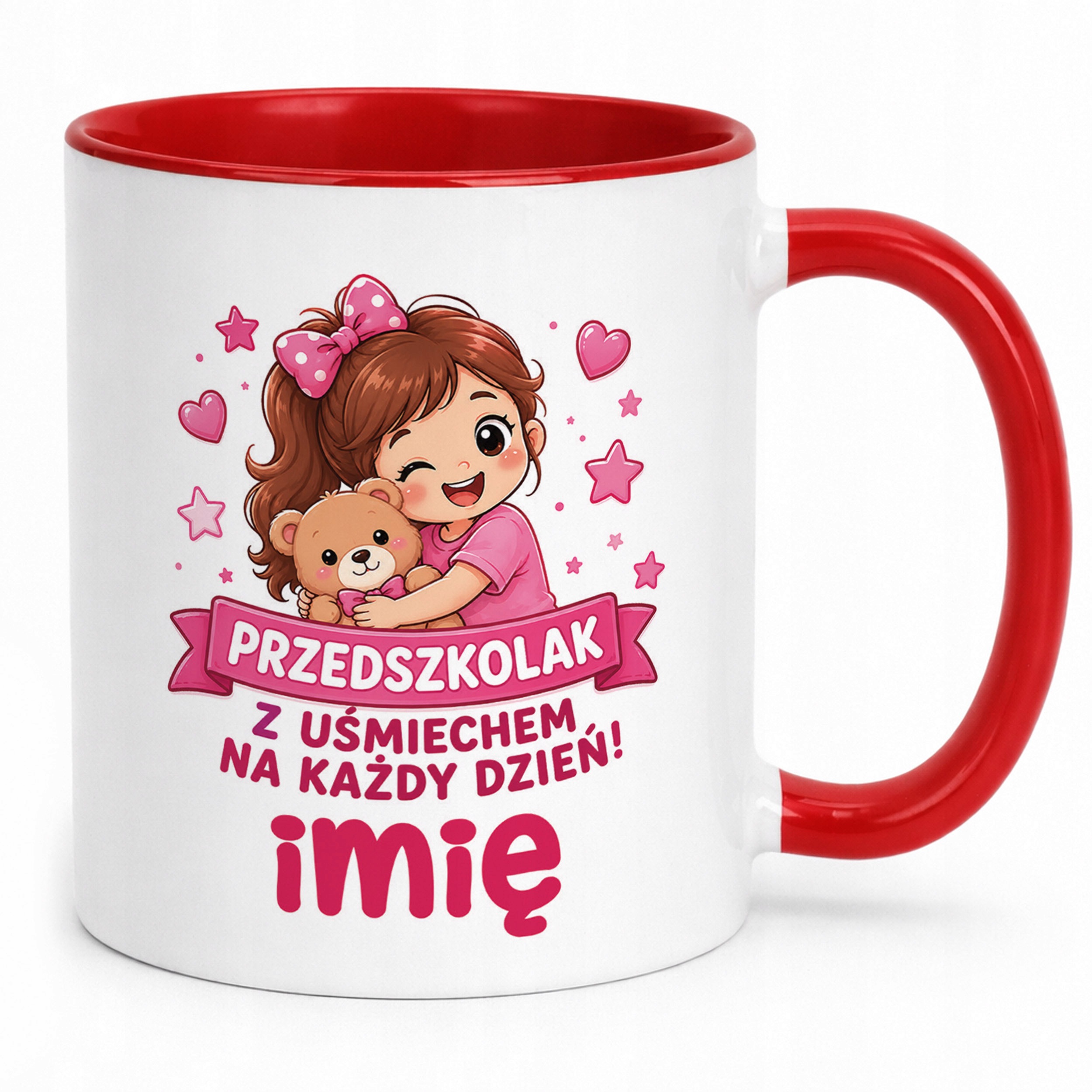 Zestaw Personalizowany Plecak Worek Kubek Czerwony Przedszkolak Prezent