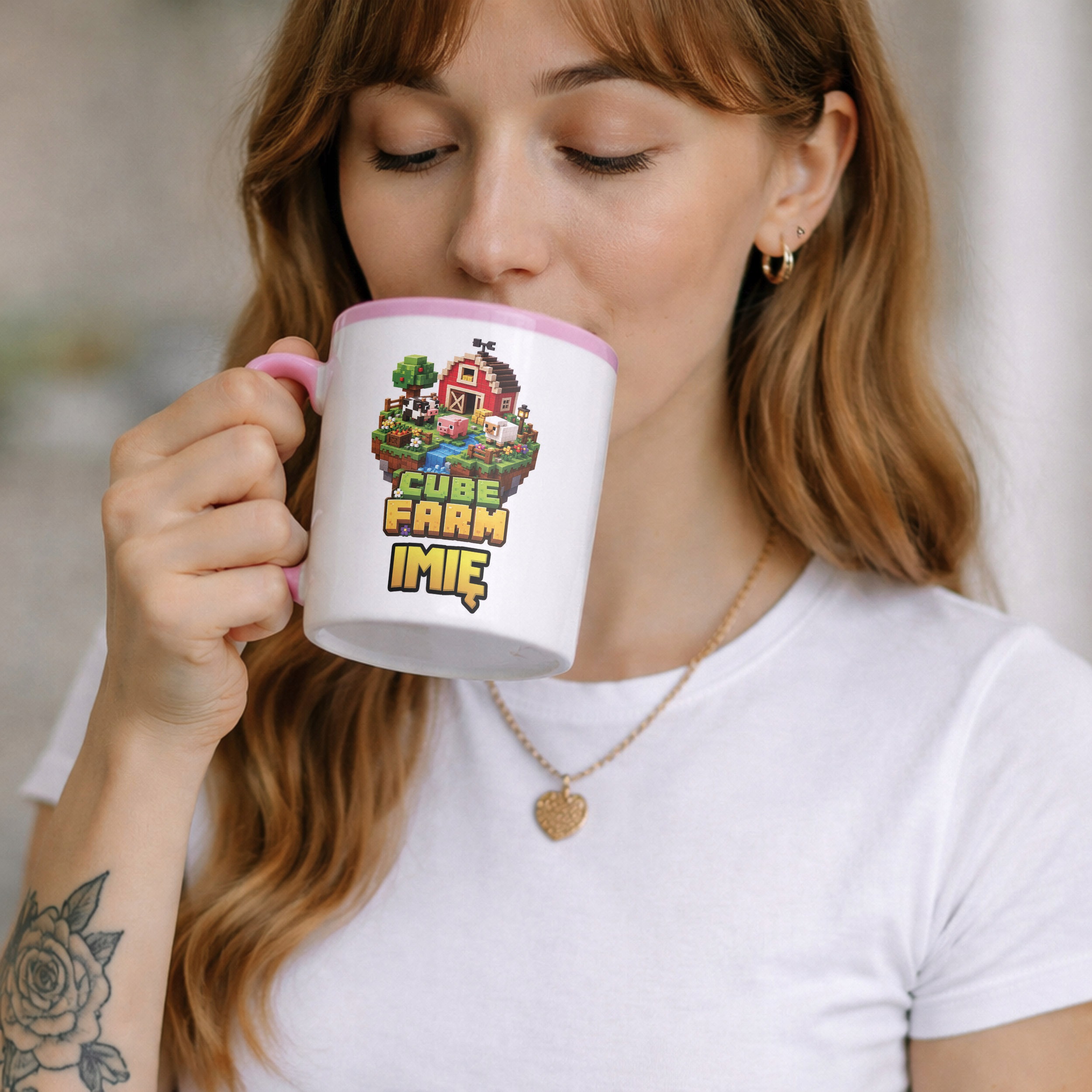 Zestaw Personalizowany Plecak Worek Kubek Różowy gra Build&Play Prezent