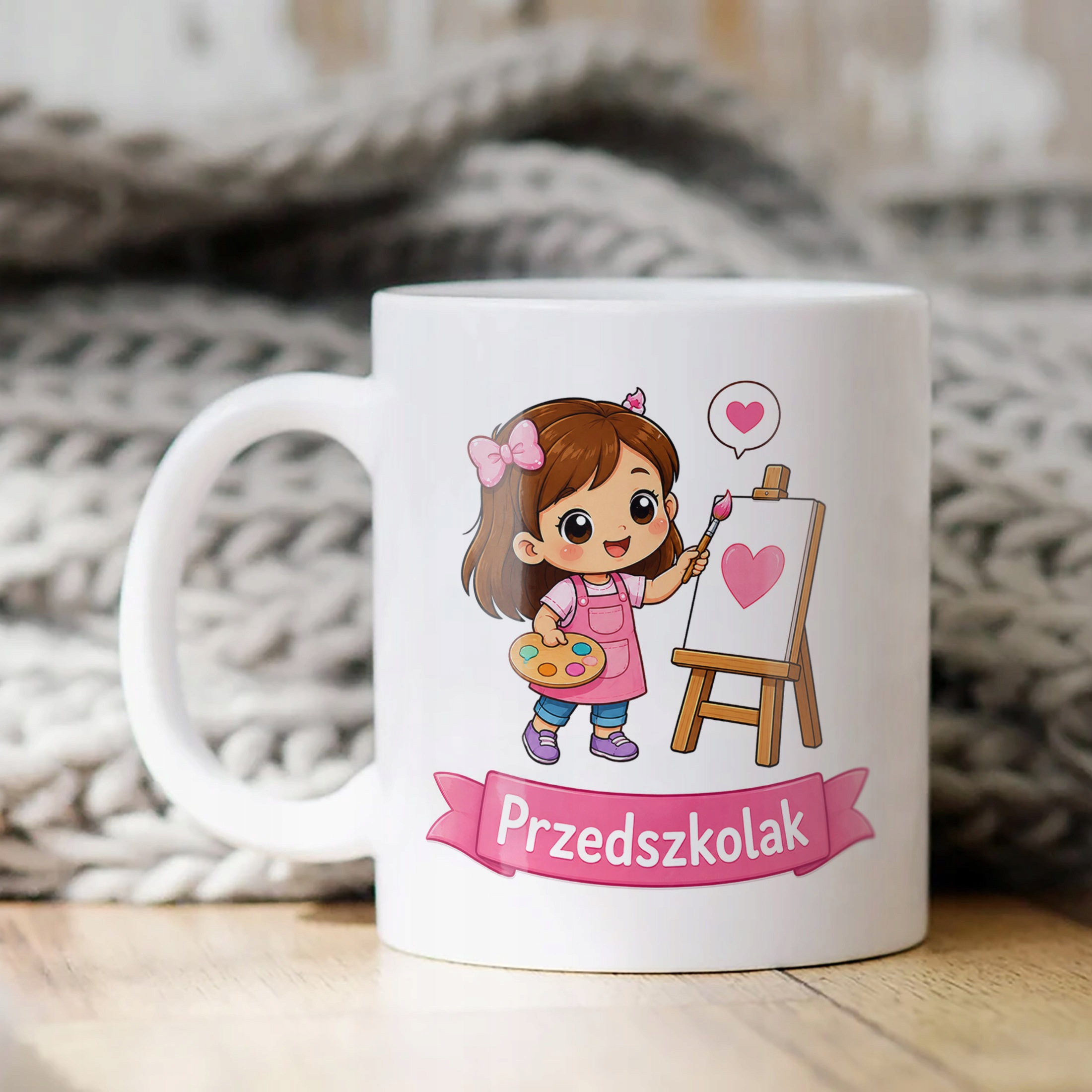 Biały Kubek z nadrukiem Przedszkolak Szkoła Dla Dzieci Prezent