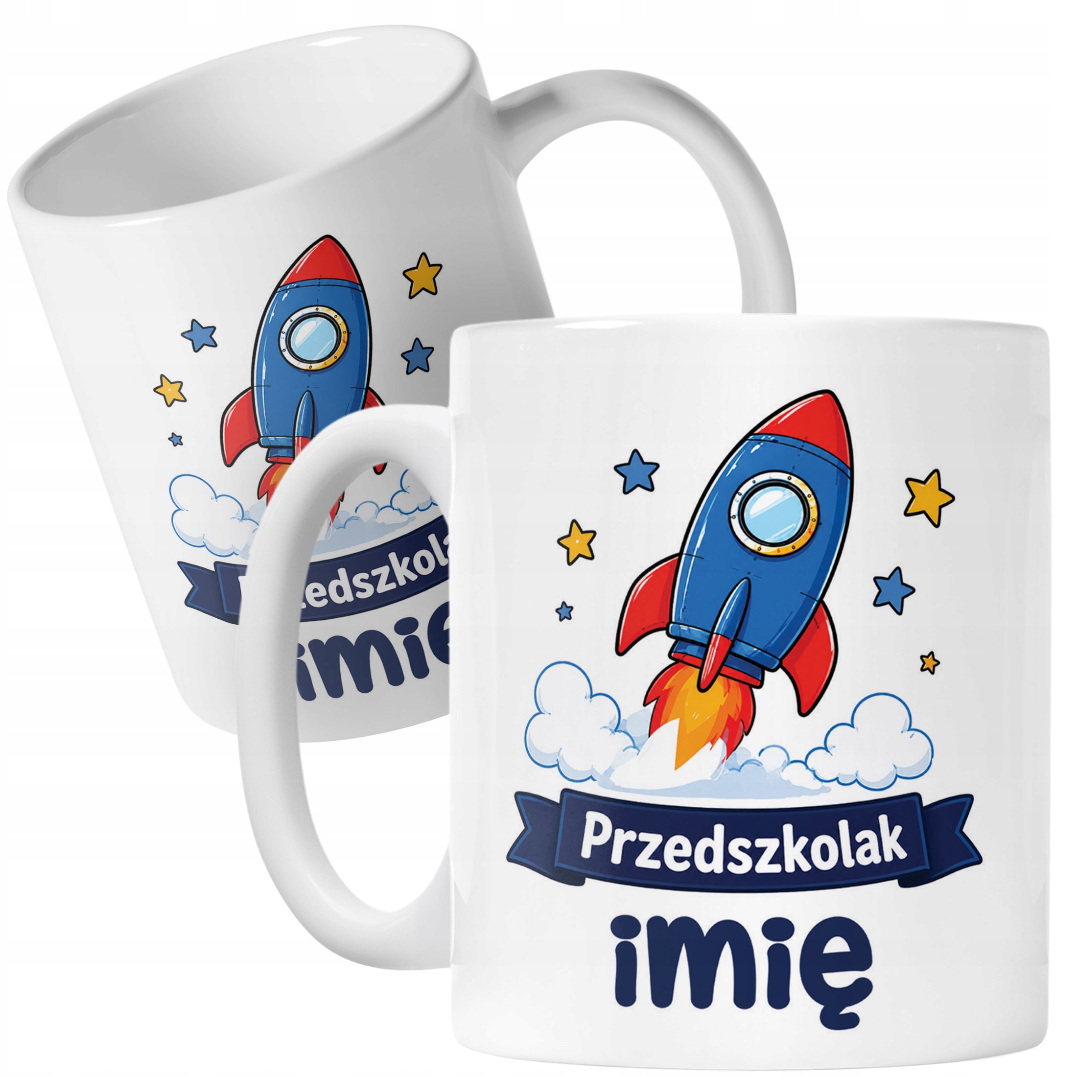 Biały Kubek z nadrukiem personalizowany Przedszkolak Szkoła Dla Dzieci