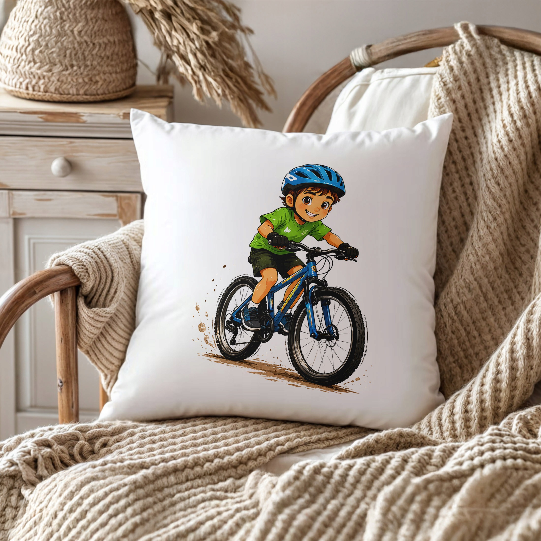 Poduszka Jasiek z nadrukiem 38x38cm Rower Dla Dzieci Prezent