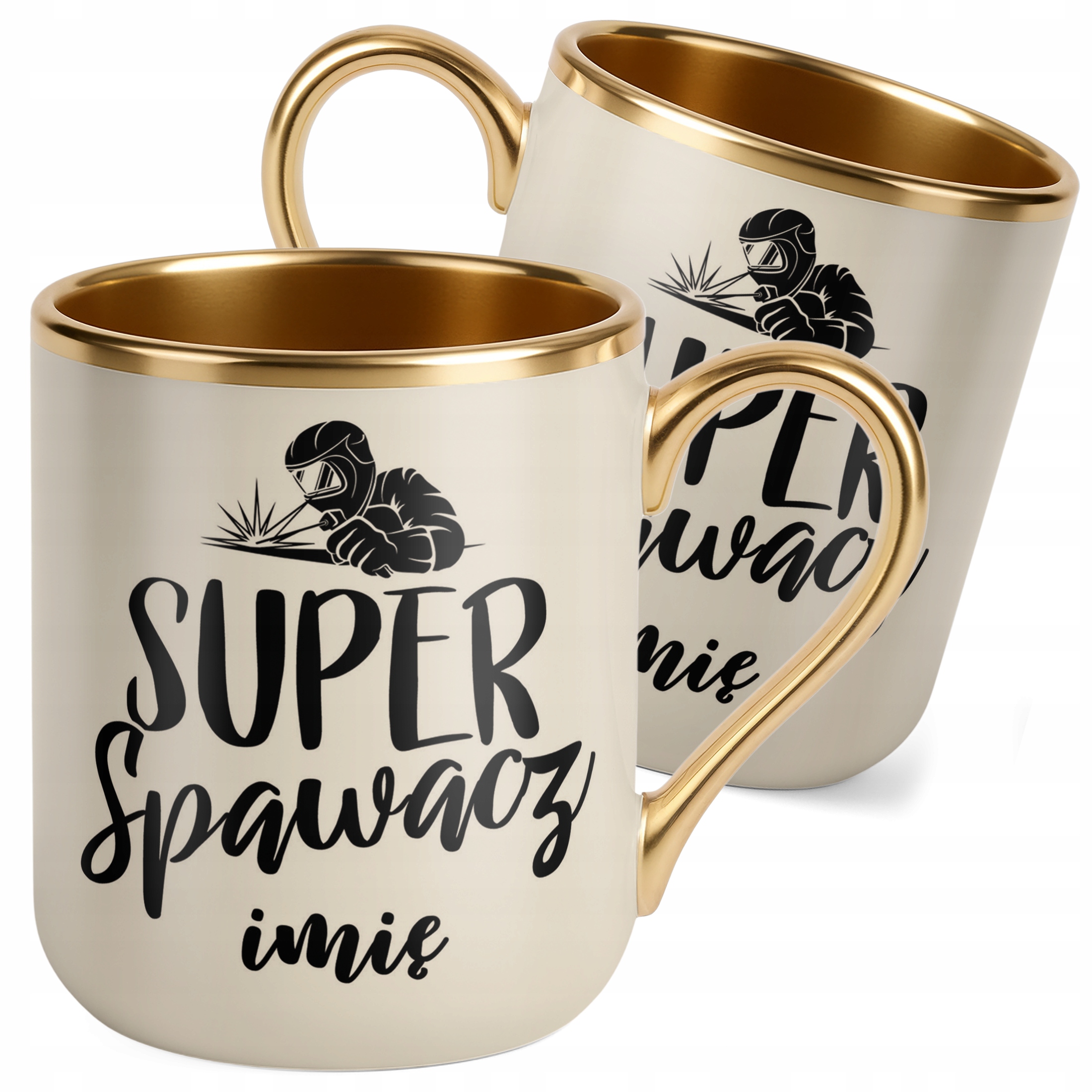 Kubek Premium Złoty Ecru Personalizowany Super Spawacz
