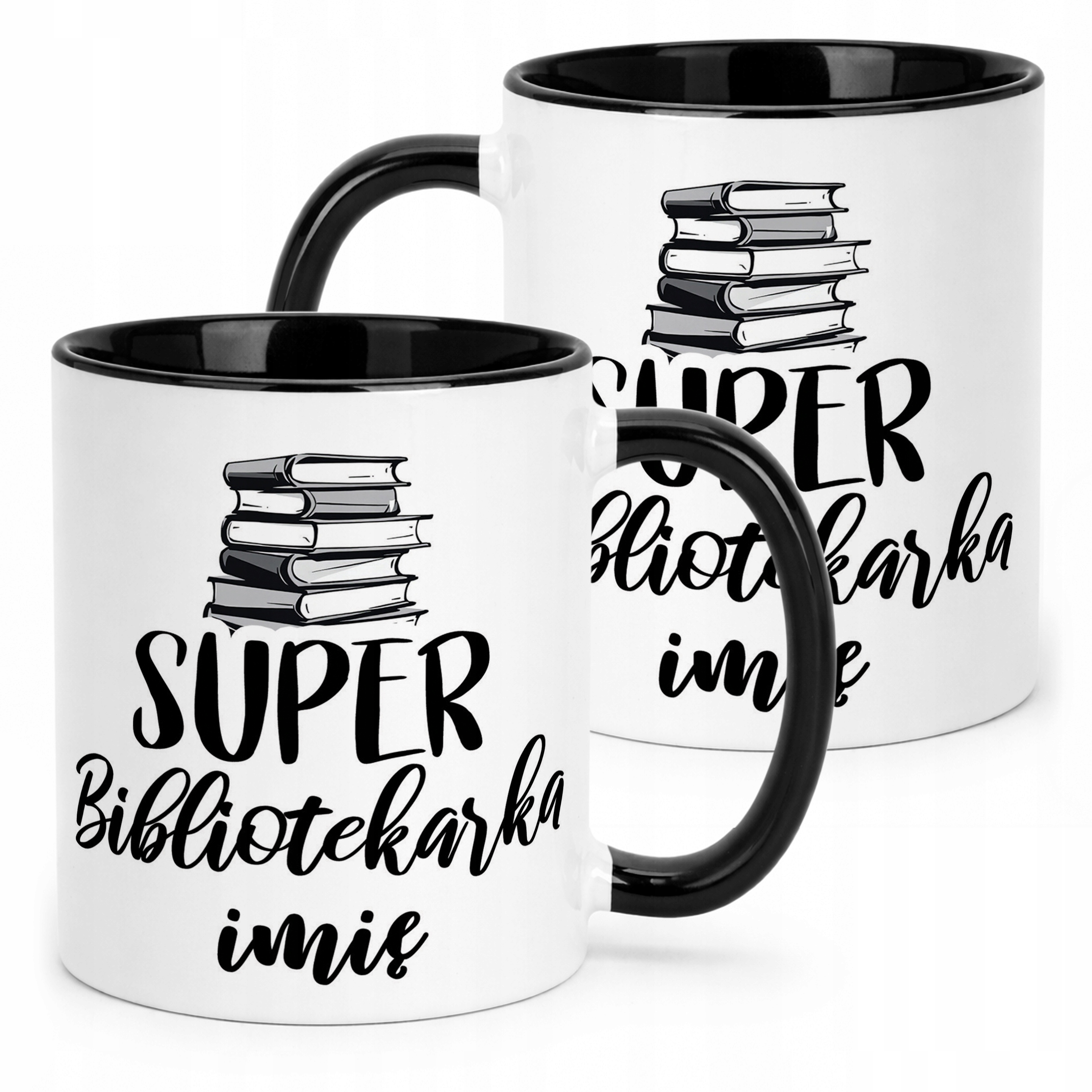 Kubek Czarny Personalizowany Super Bibliotekarka Prezent Upominek