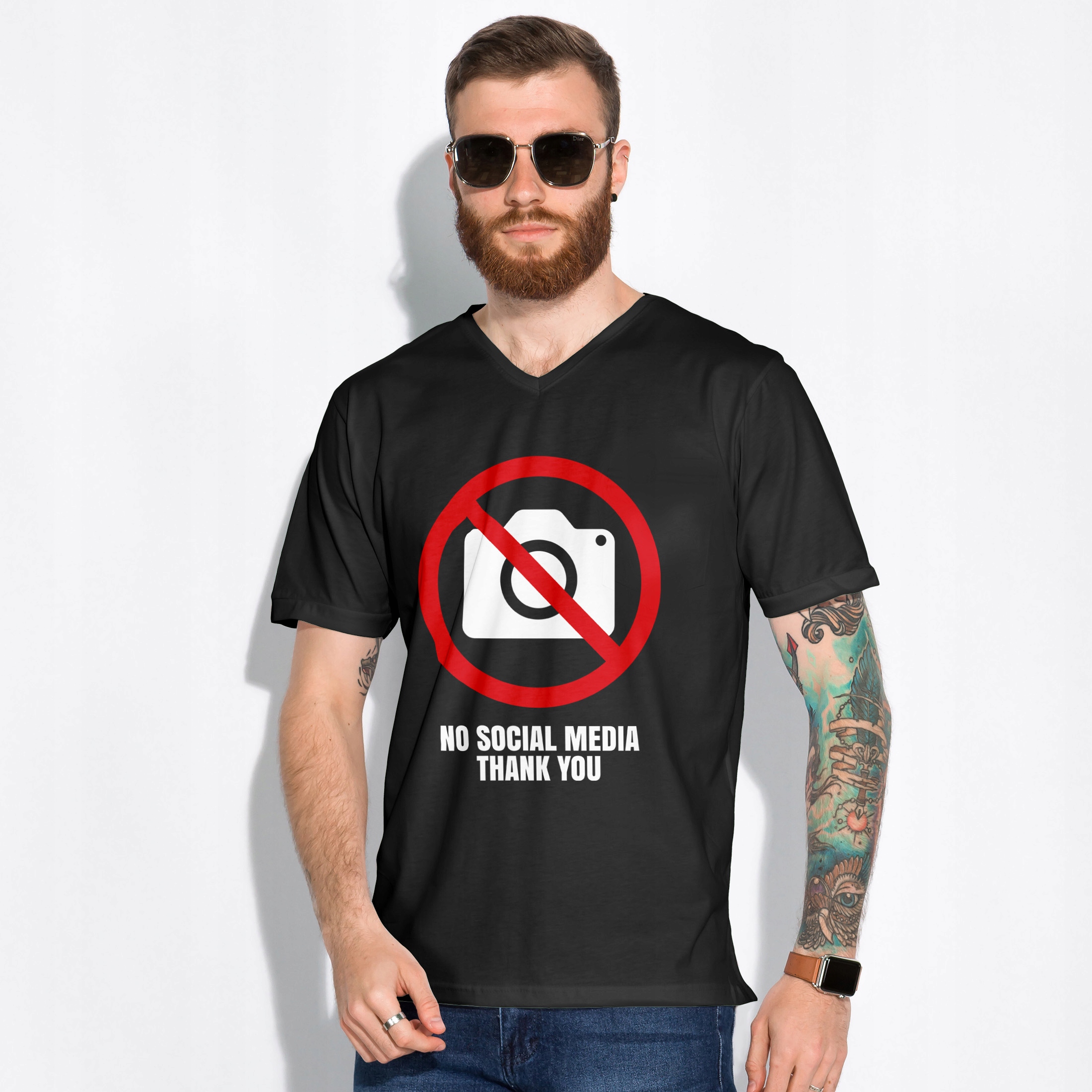 Koszulka męska czarna #NoSocialMedia Bez Social Mediów