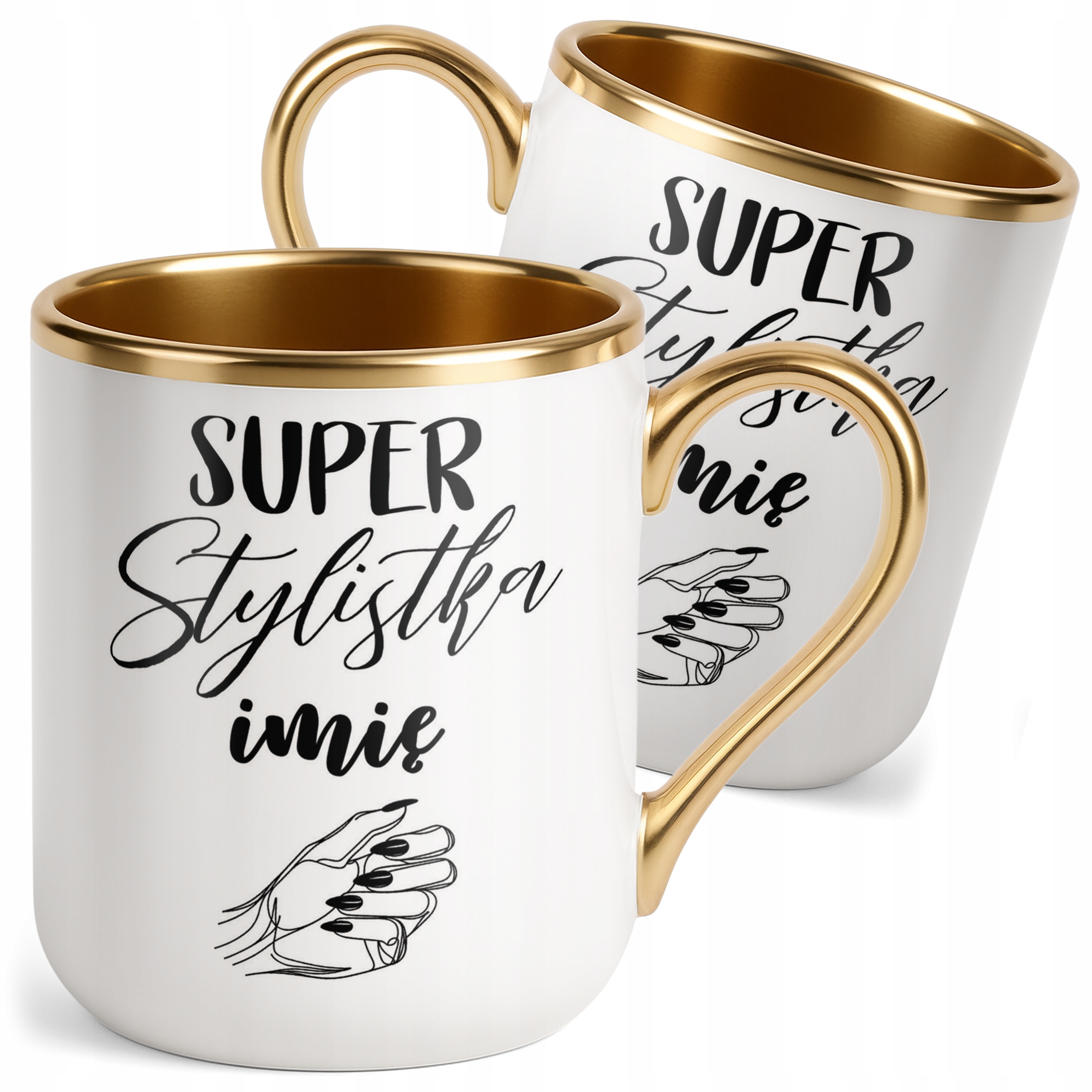 Kubek Premium Złoty Personalizowany Super Stylistka Paznokci Prezent