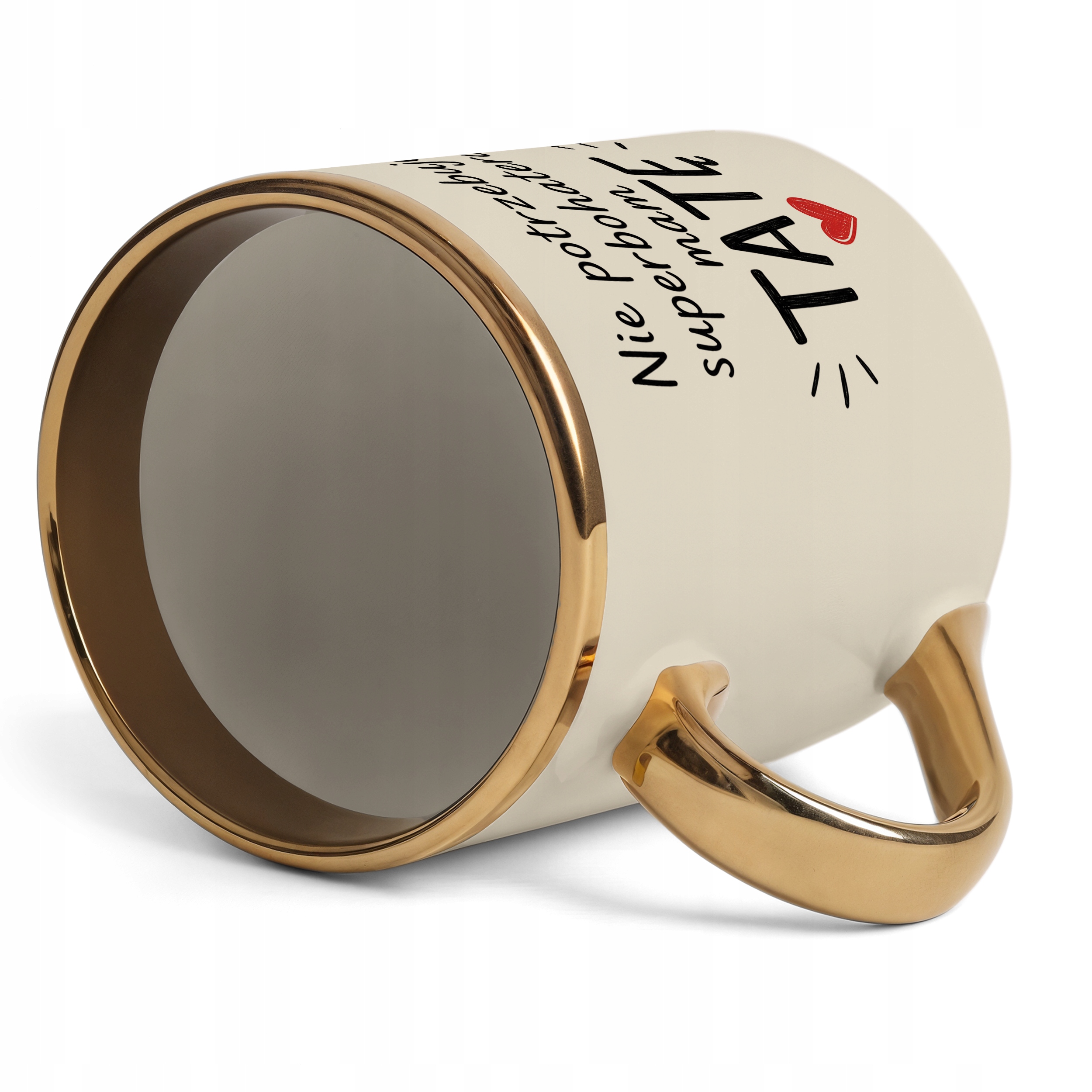 Kubek Premium Złoty Ecru upominek na Dzień Ojca prezent dla taty