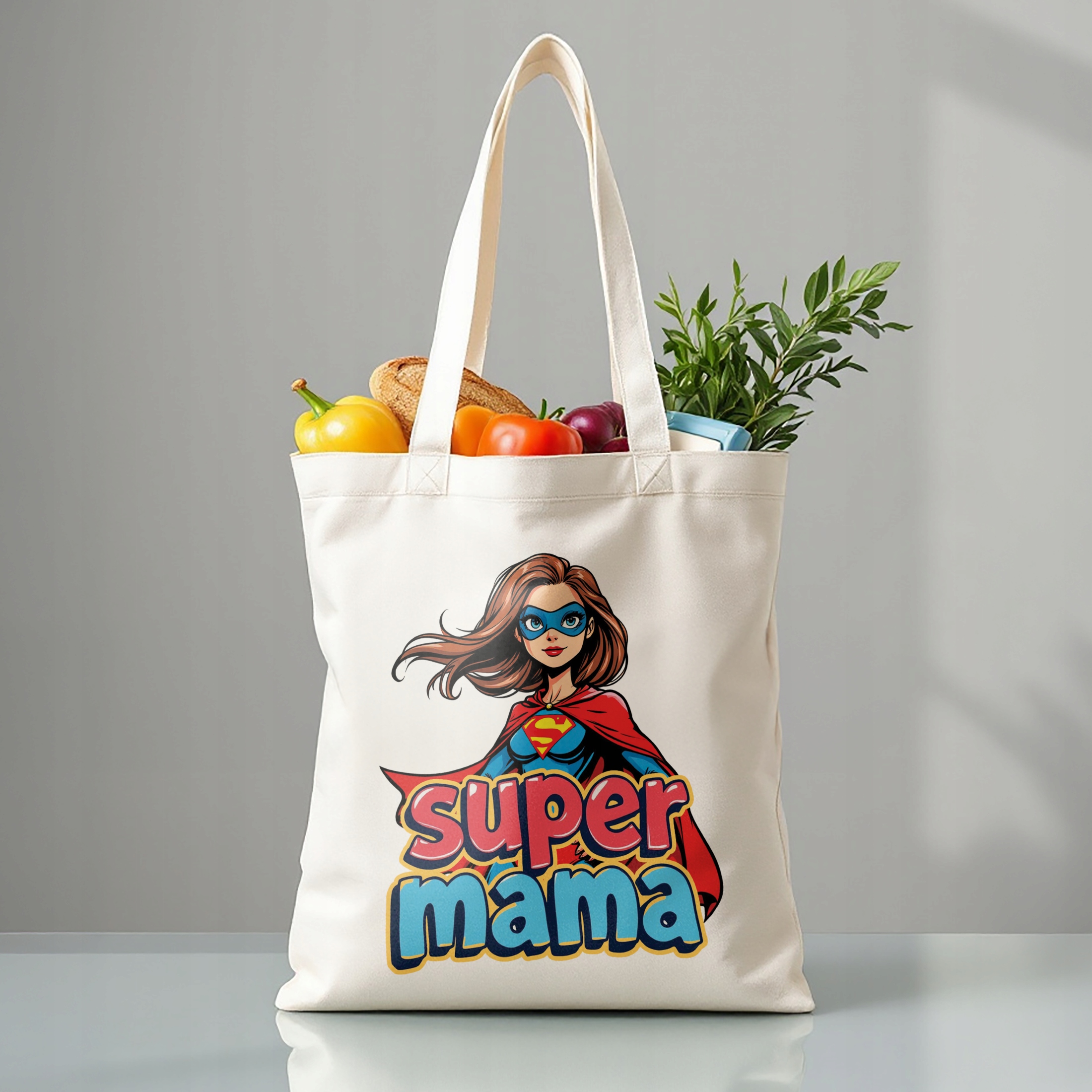 Torba bawełniana premium na zakupy Dzień Matki Prezent Super Mama