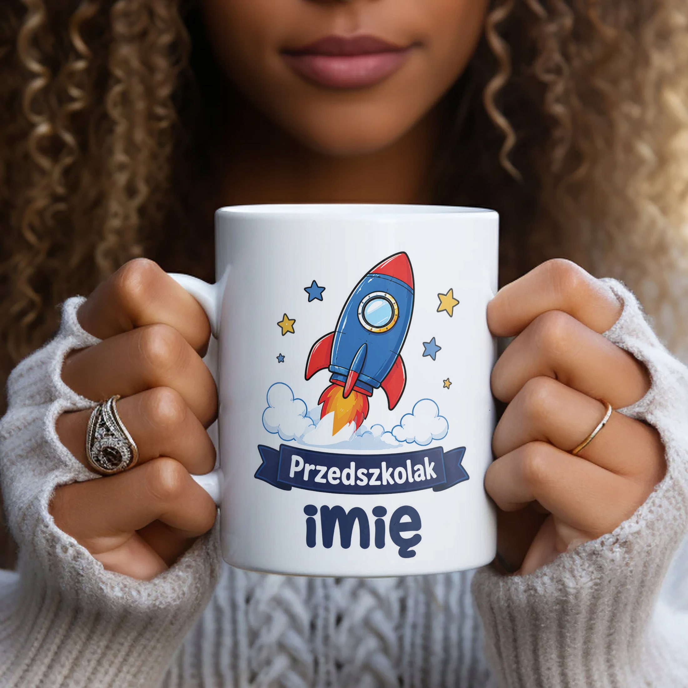 Biały Kubek z nadrukiem personalizowany Przedszkolak Szkoła Dla Dzieci