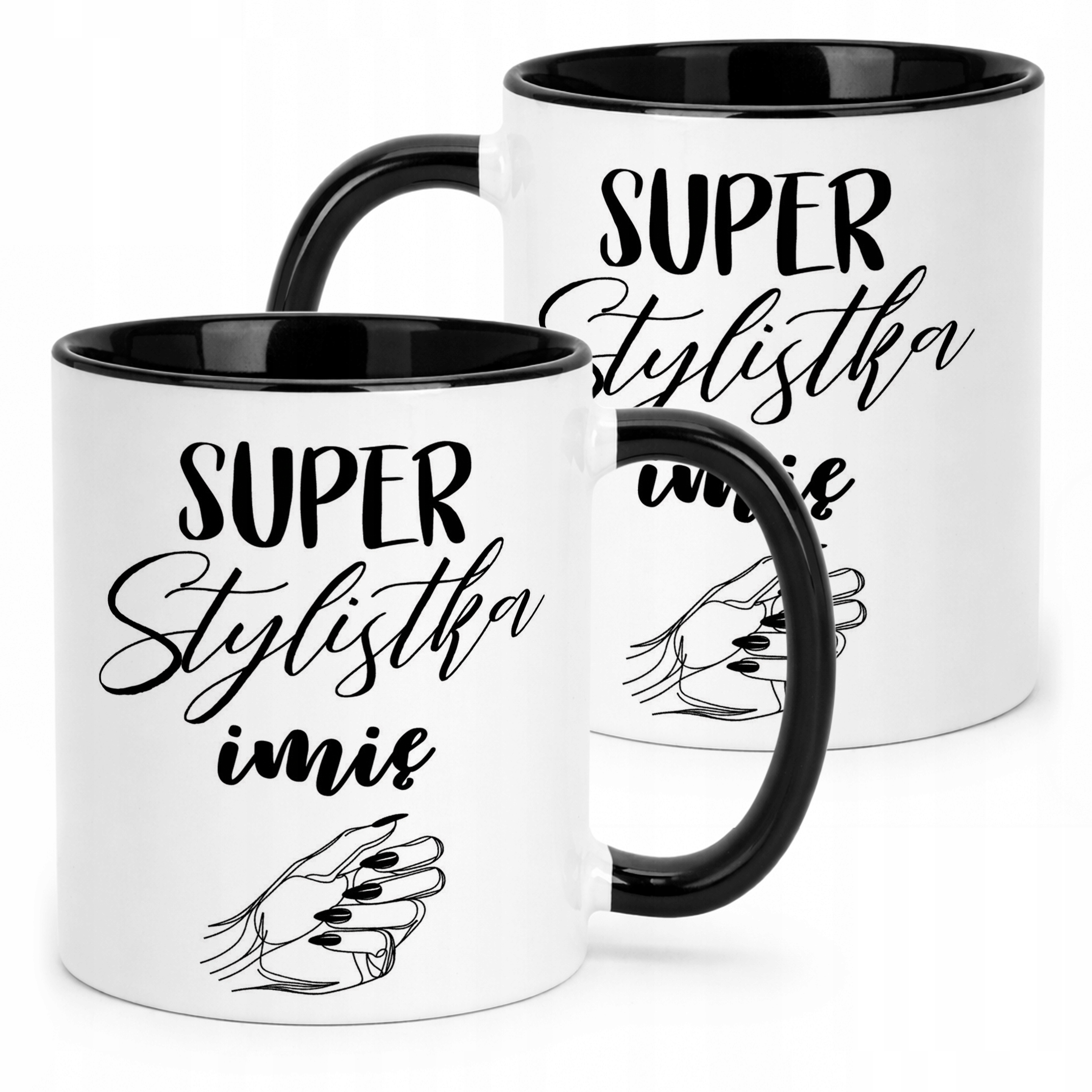 Kubek Czarny Personalizowany Super Stylistka Paznokci Prezent