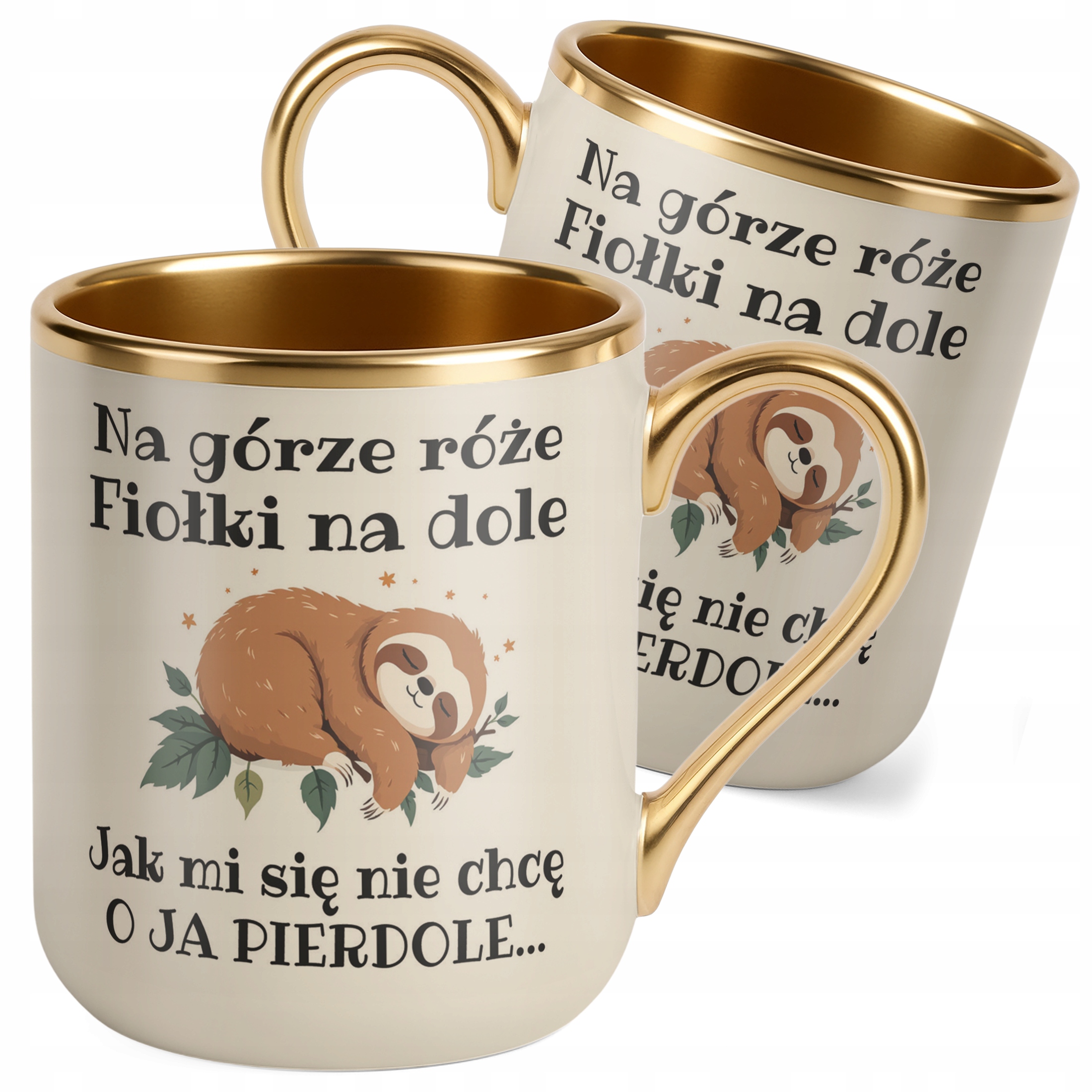 Kubek Premium Złoty Ecru Jak Mi Się Nie Chcę Śmieszny Zabawny Prezent