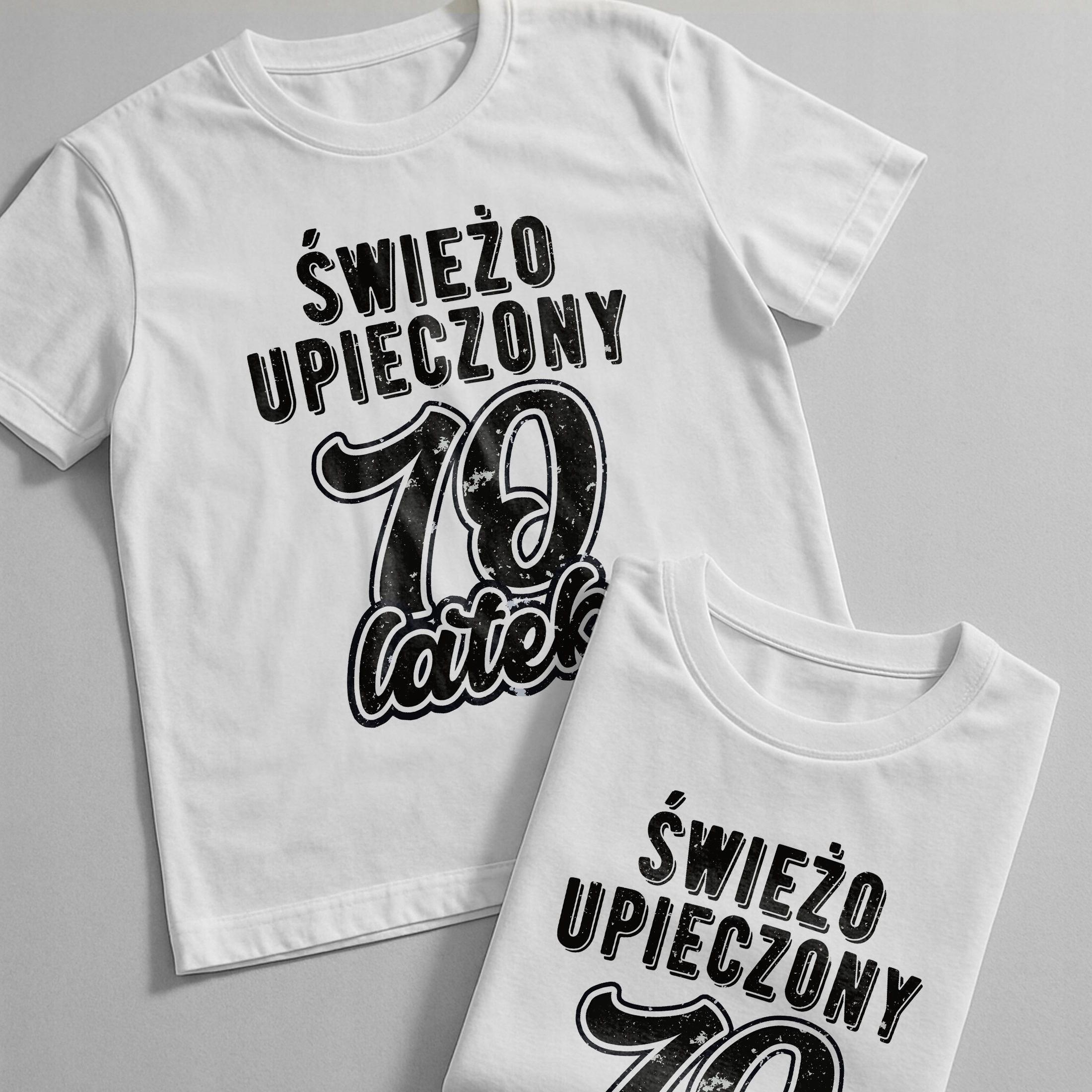 Koszulka biała męska Świeżo Upieczony 70 Urodziny Prezent