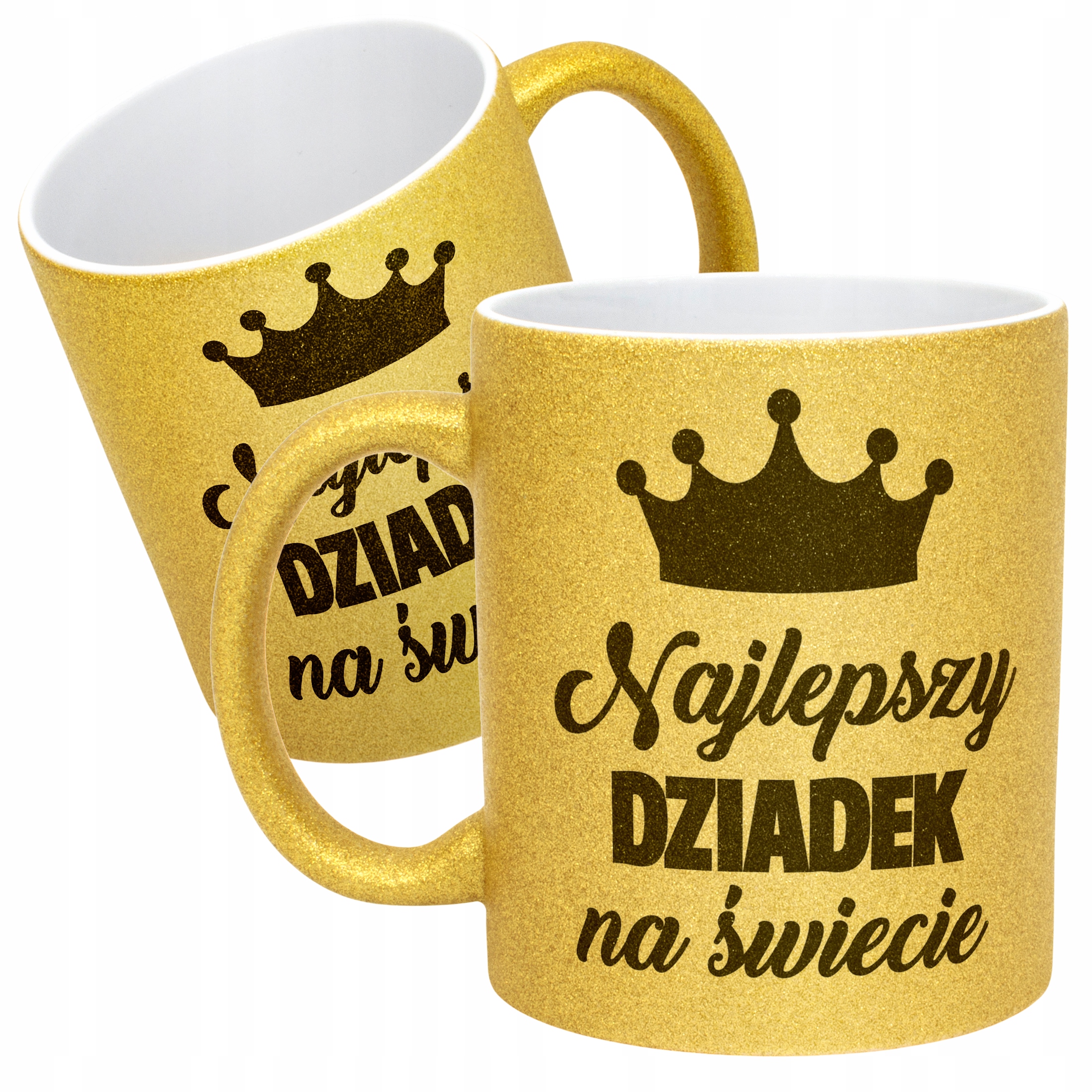 Złoty kubek brokatowy Dzień Dziadka Dla Dziadka Prezent Upominek