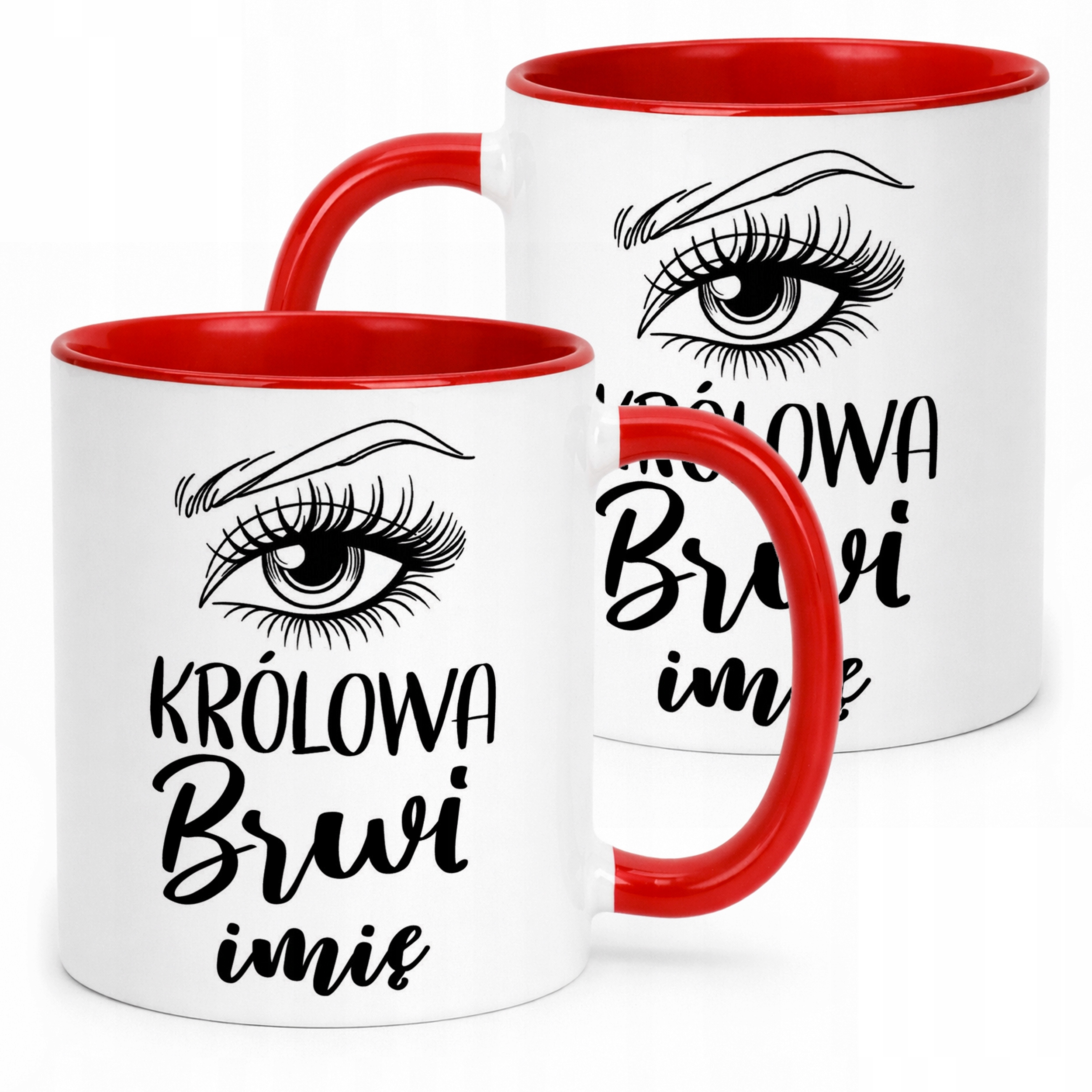Kubek Czerwony Personalizowany Królowa Brwi Dla Stylistki Prezent