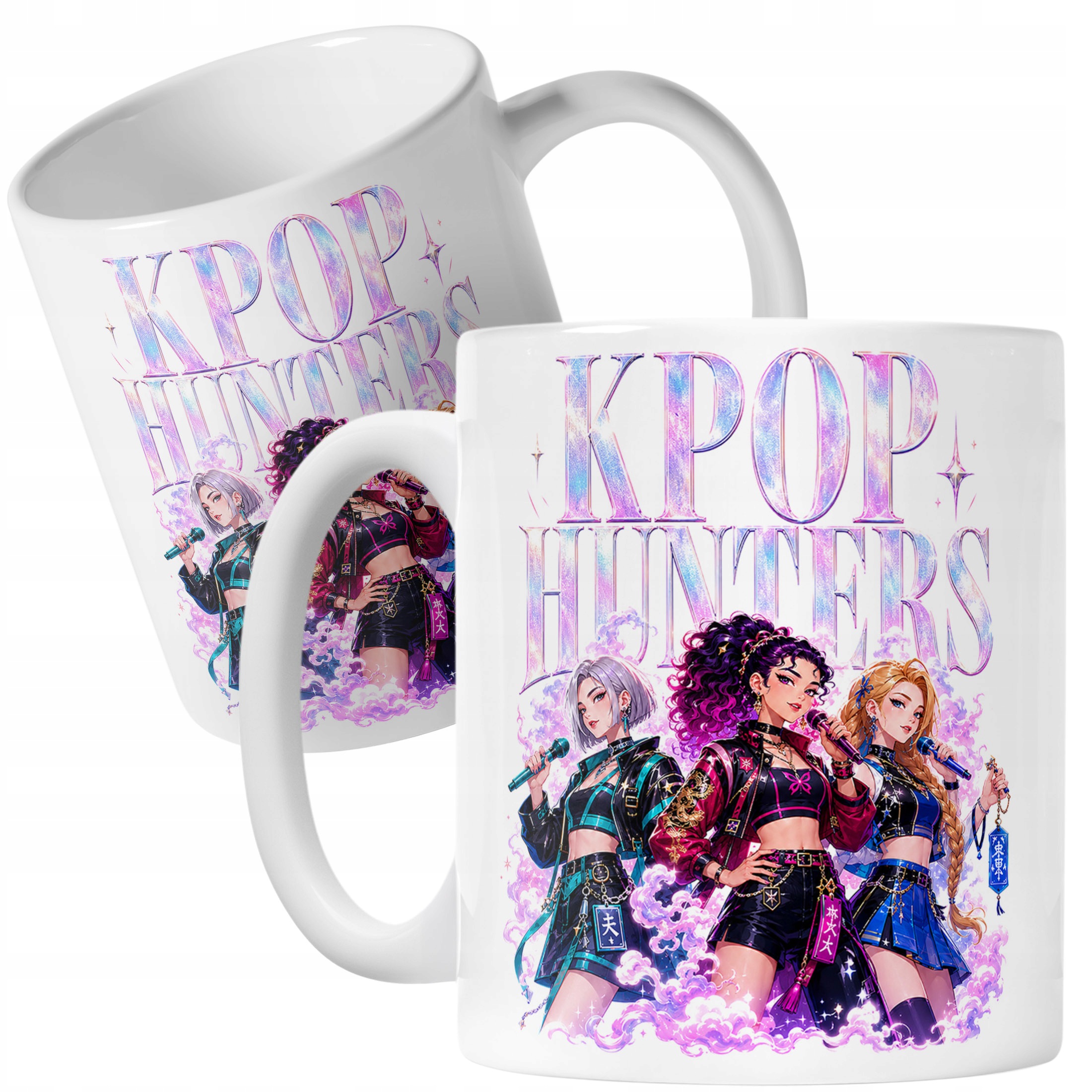 Biały Kubek z nadrukiem ŁOWCZYNIE KPOP Dla Dzieci Prezent Upominek