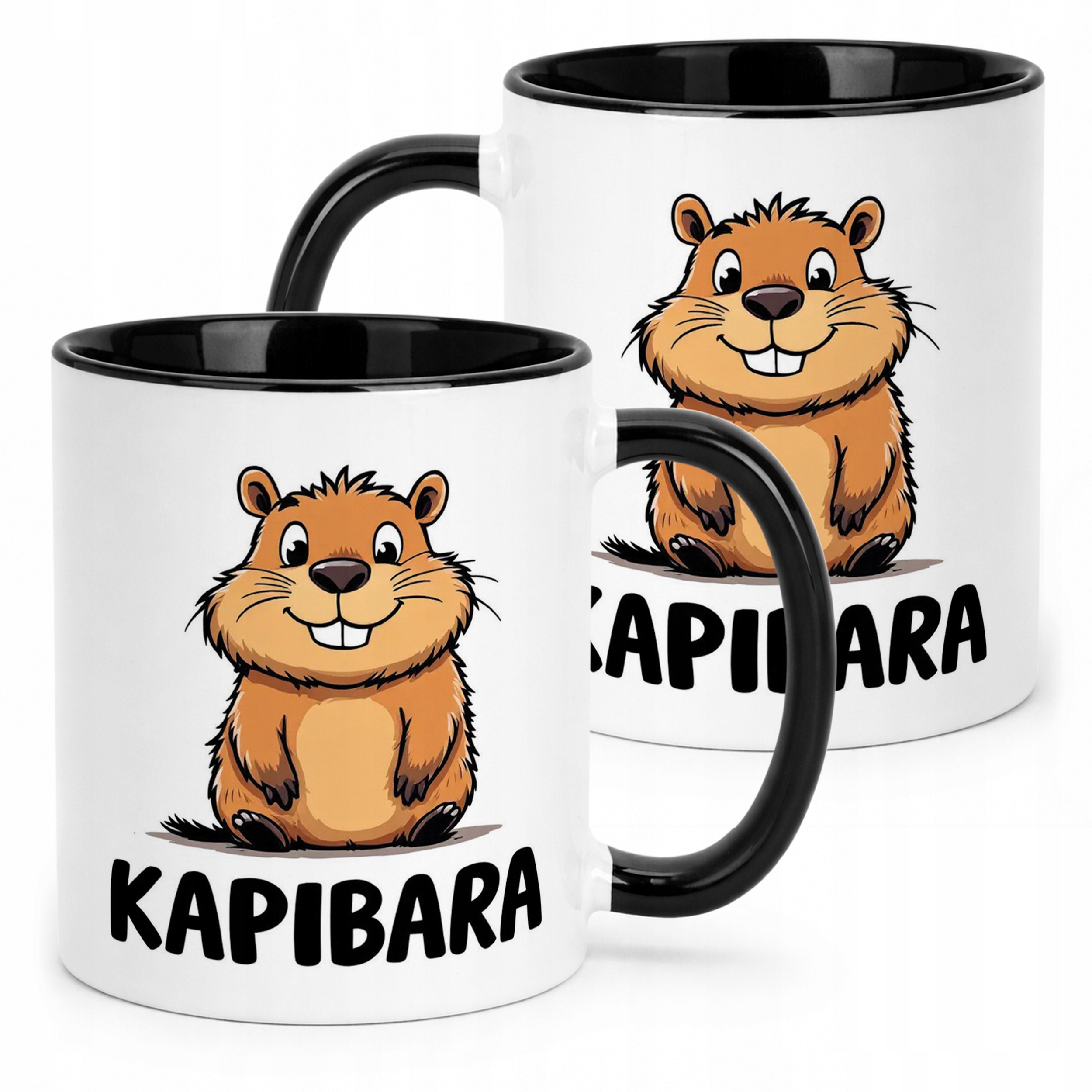Kubek Czarny Kapibara Capybara Zwierzak Słodki Dla Dzieci Prezent