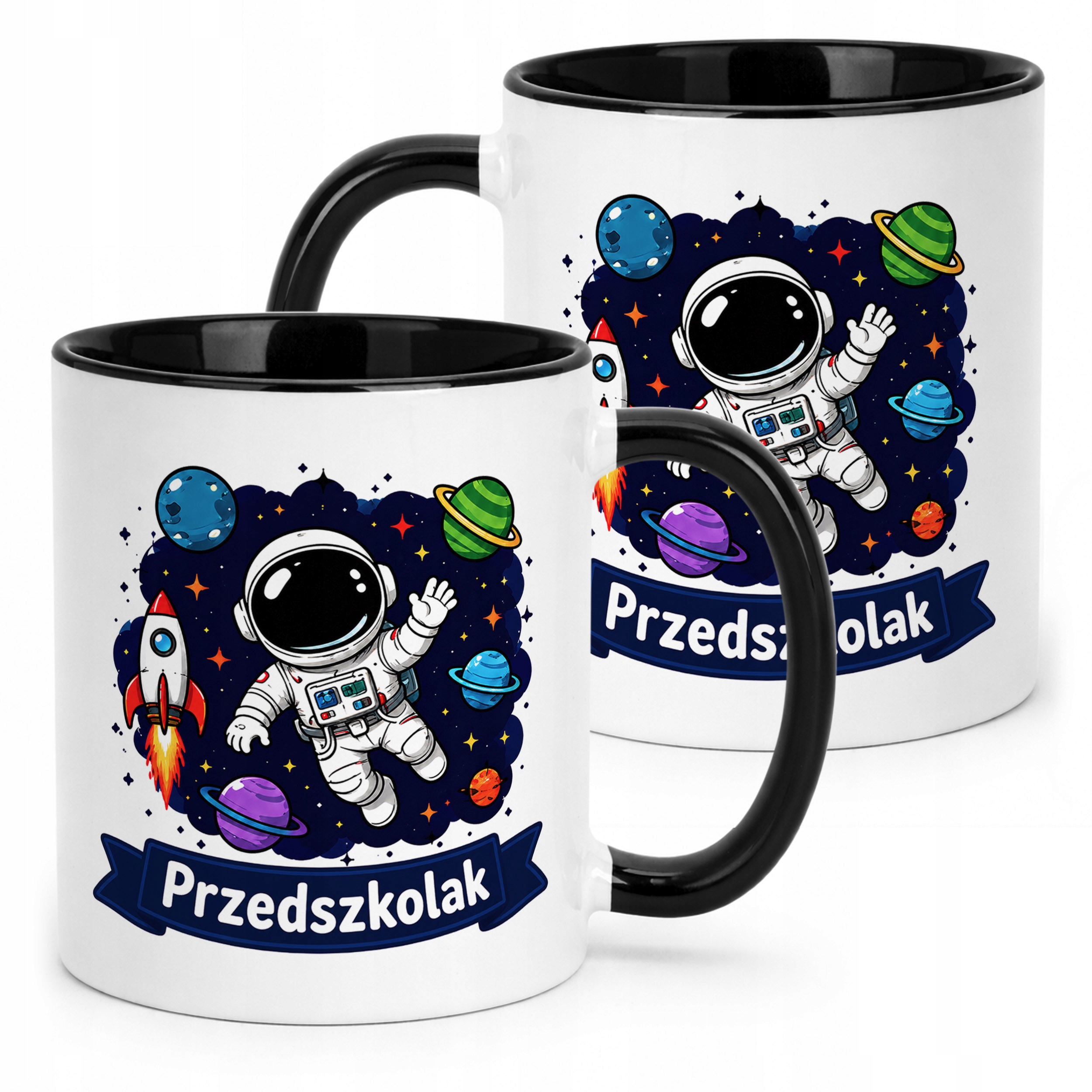 Kubek Czarny z nadrukiem Przedszkolak Szkoła Dla Dzieci Prezent