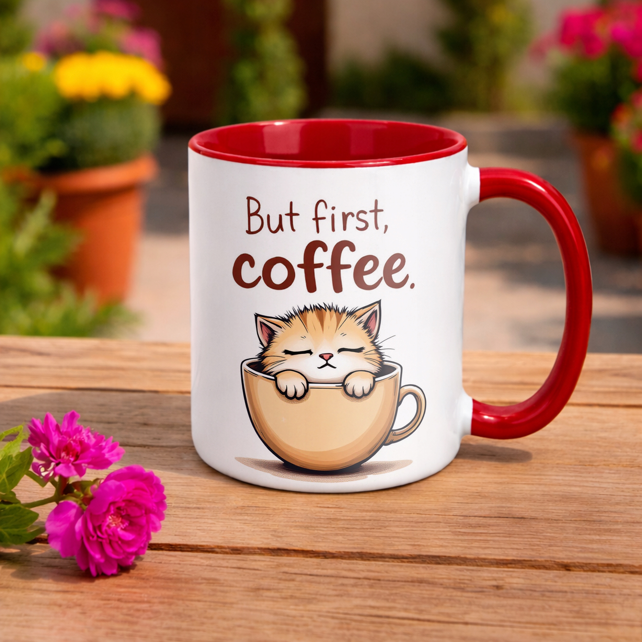 Kubek ceramiczny But First Coffee Kawa Kot Dla Kociary Prezent