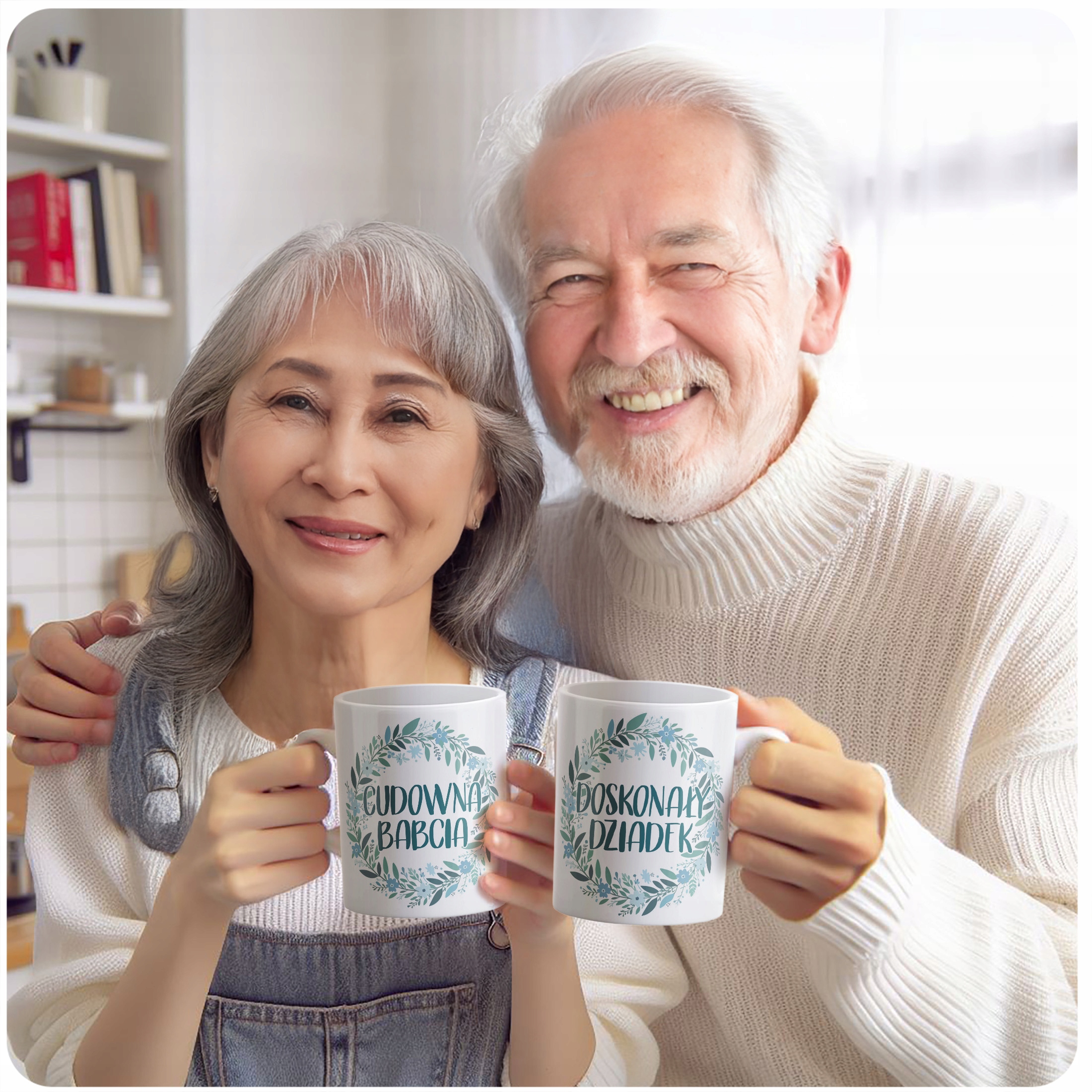 Zestaw Kubków Ceramicznych 330 ml Dzień Babci i Dziadka Prezent Upominek