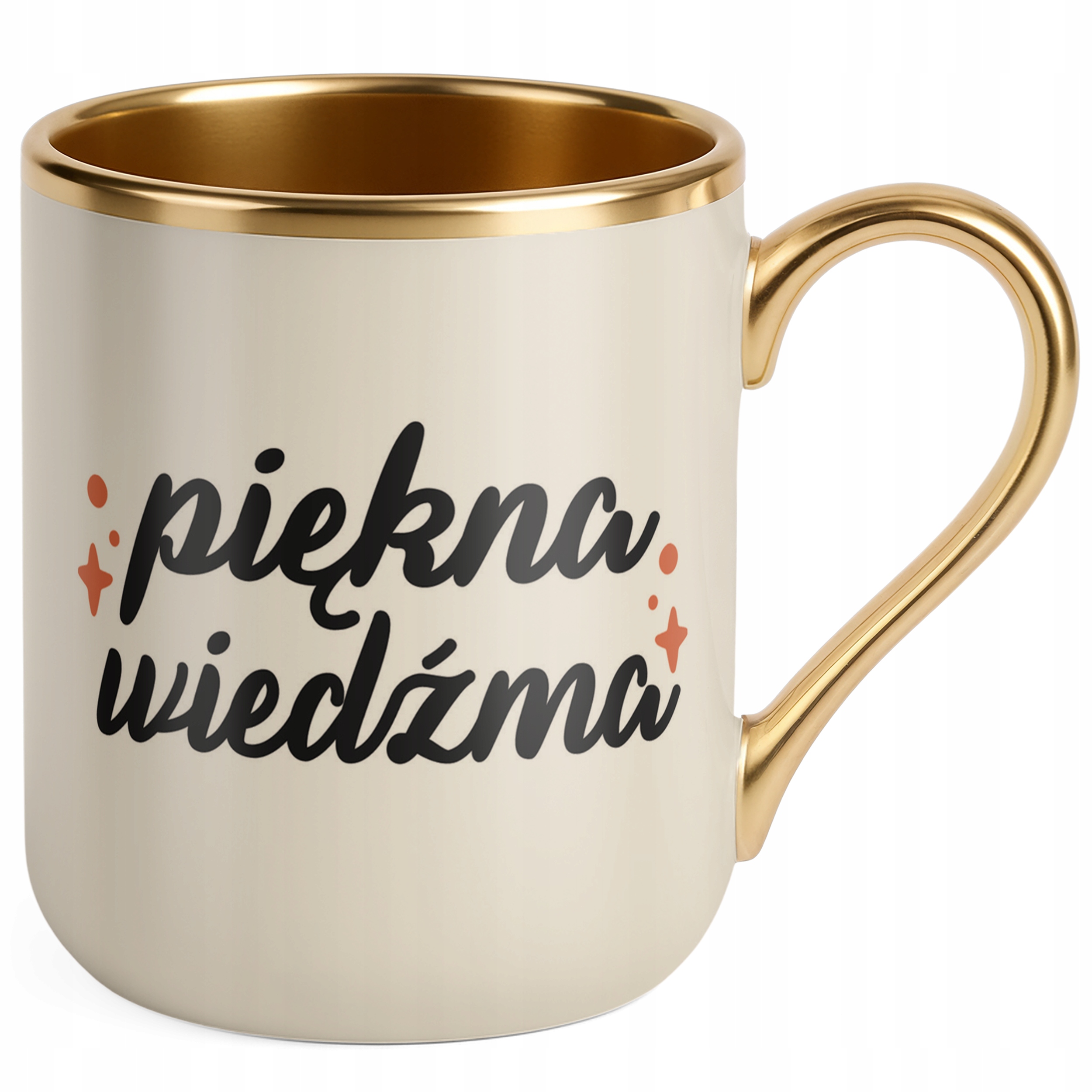 Kubek Premium Złoty Ecru Halloween Piękna Wiedźma Dla Kobiety Prezent