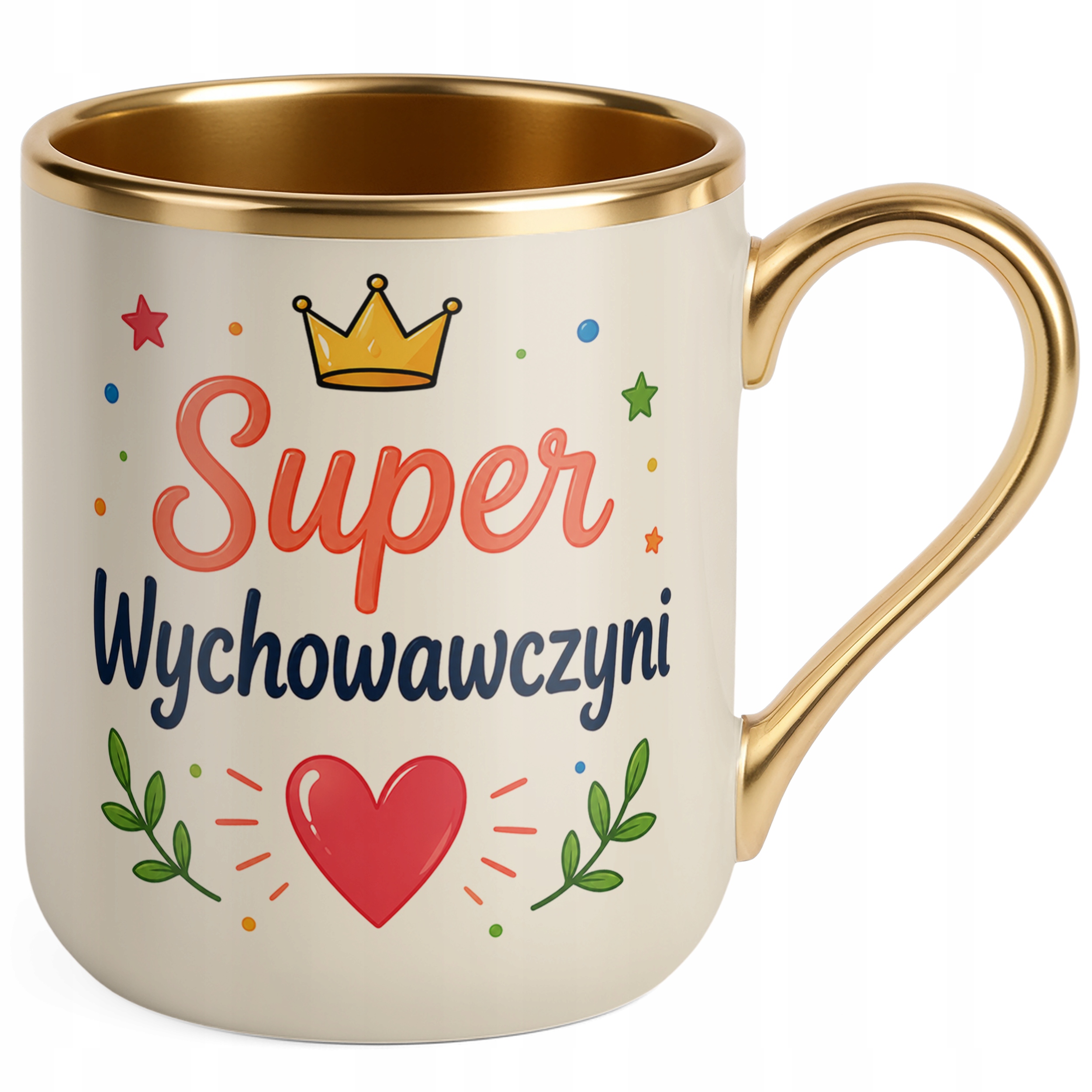 Kubek Premium Złoty Ecru Dzień Nauczyciela Dla Wychowawcy Prezent Upominek
