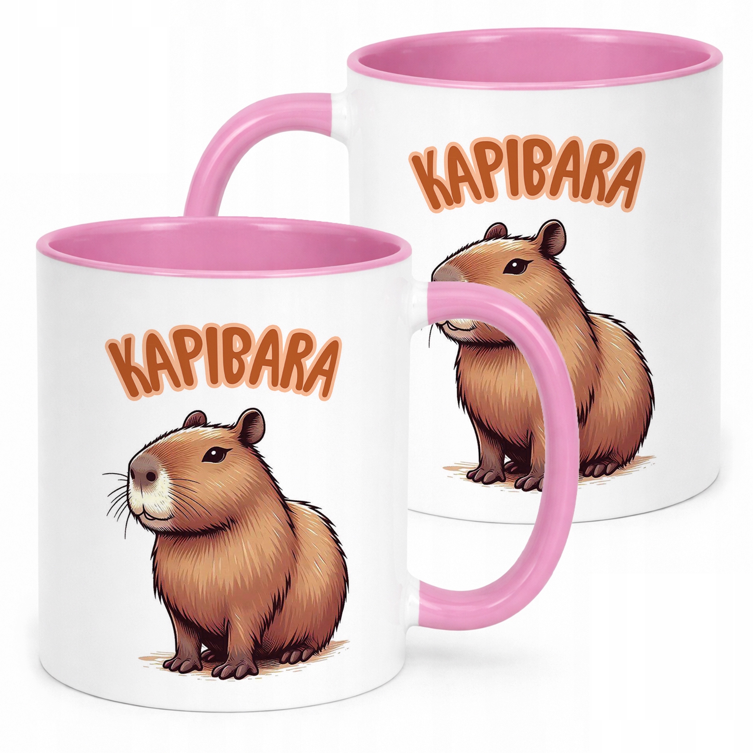 Kubek Różowy Kapibara Capybara Zwierzak Słodki Dla Dzieci Prezent