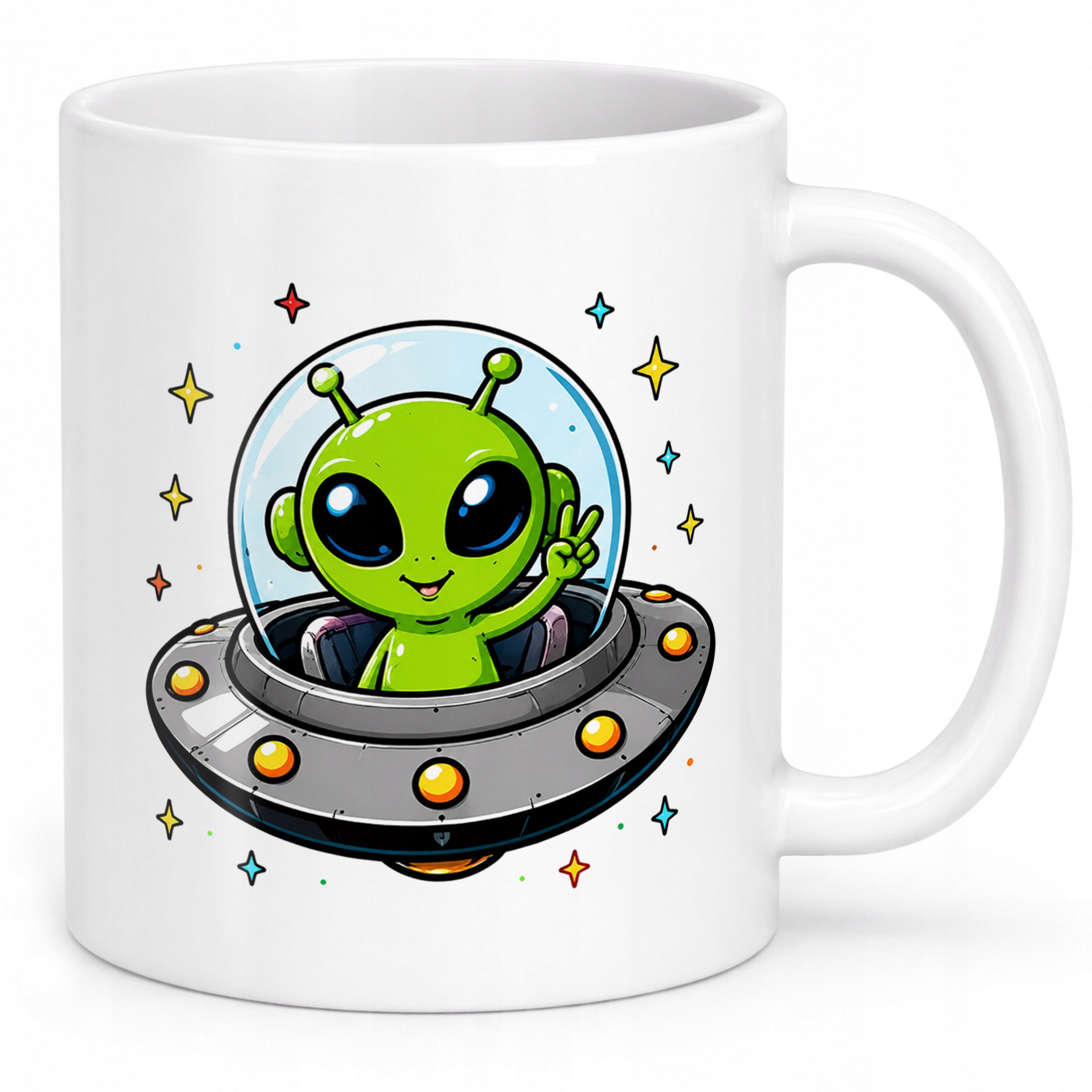 Zestaw Kubek Biały Poduszka Z Nadrukiem Kosmita UFO Prezent