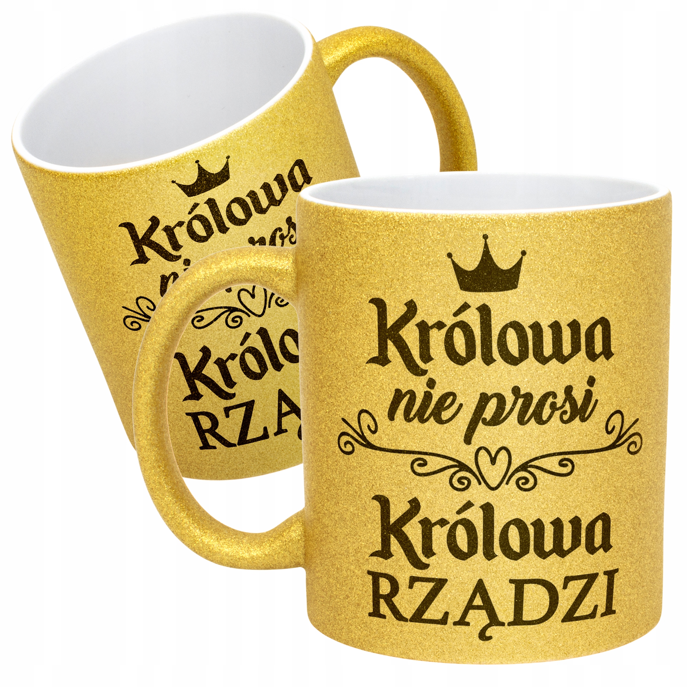 Złoty kubek brokatowy Dzień Kobiet Zabawny Prezent Upominek Dla Kobiety