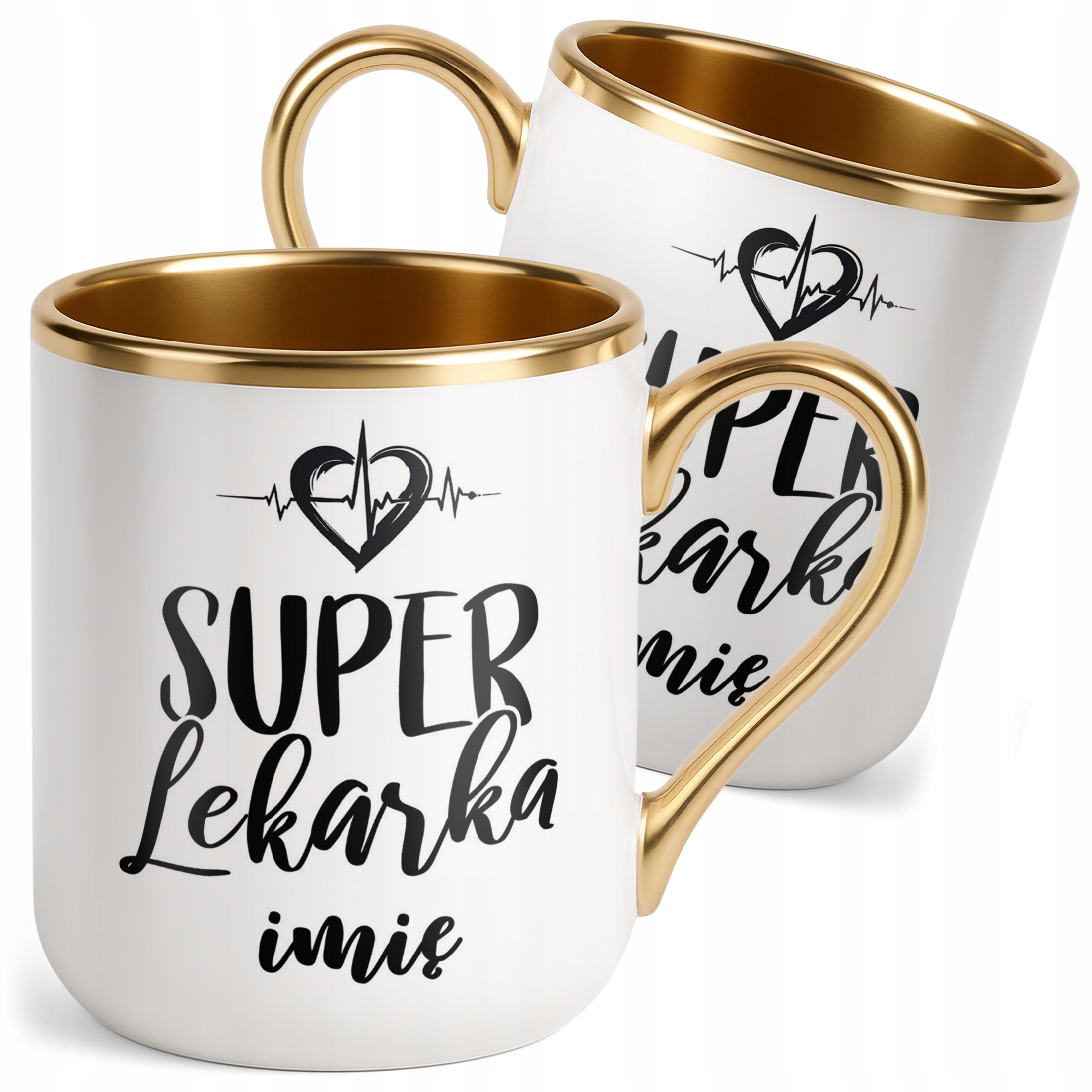 Kubek Premium Złoty Personalizowany Super Lekarka Prezent Upominek
